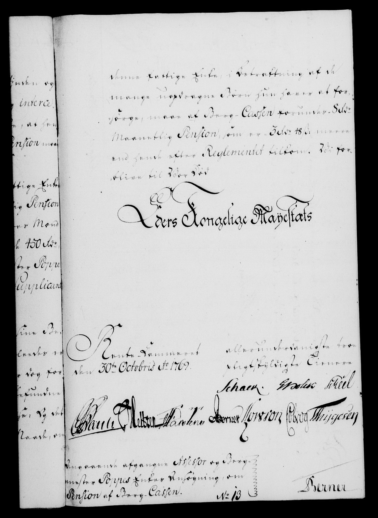 Rentekammeret, Kammerkanselliet, RA/EA-3111/G/Gf/Gfa/L0051: Norsk relasjons- og resolusjonsprotokoll (merket RK 52.51), 1769, s. 265