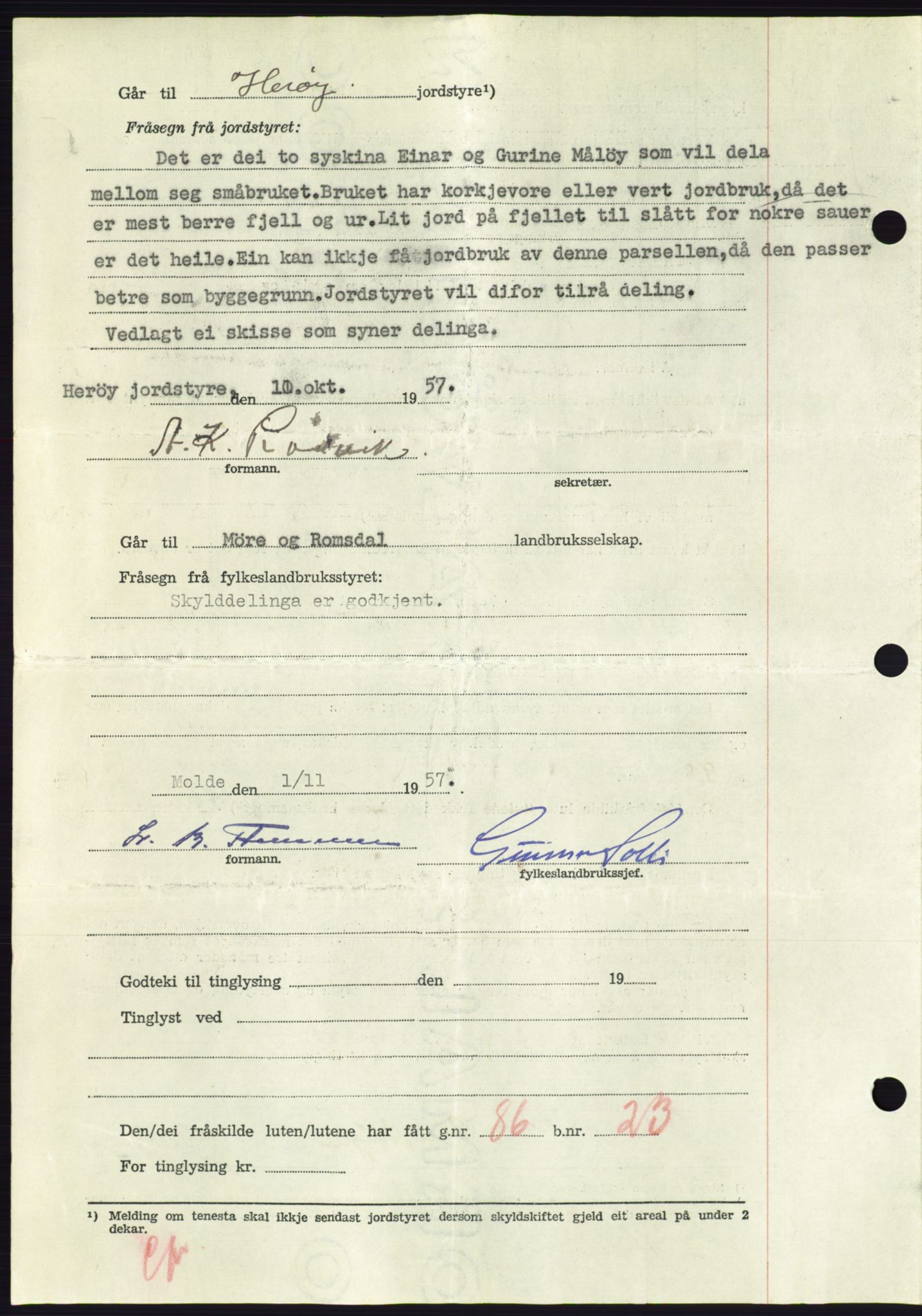 Søre Sunnmøre sorenskriveri, AV/SAT-A-4122/1/2/2C/L0108: Pantebok nr. 34A, 1957-1958, Dagboknr: 2727/1957