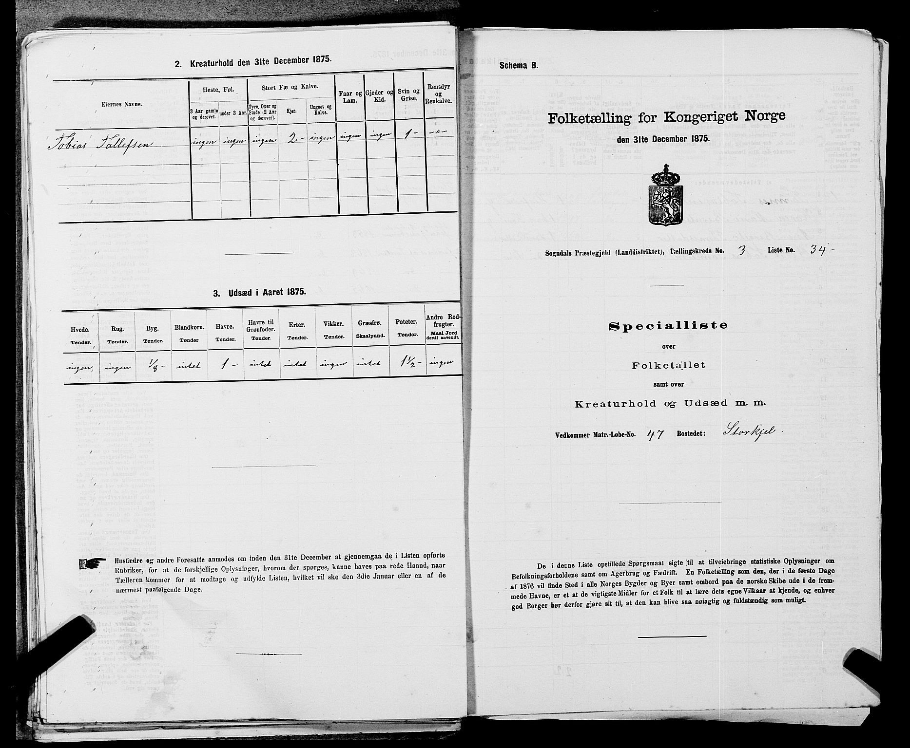 SAST, Folketelling 1875 for 1111L Sokndal prestegjeld, Sokndal landsokn, 1875, s. 259