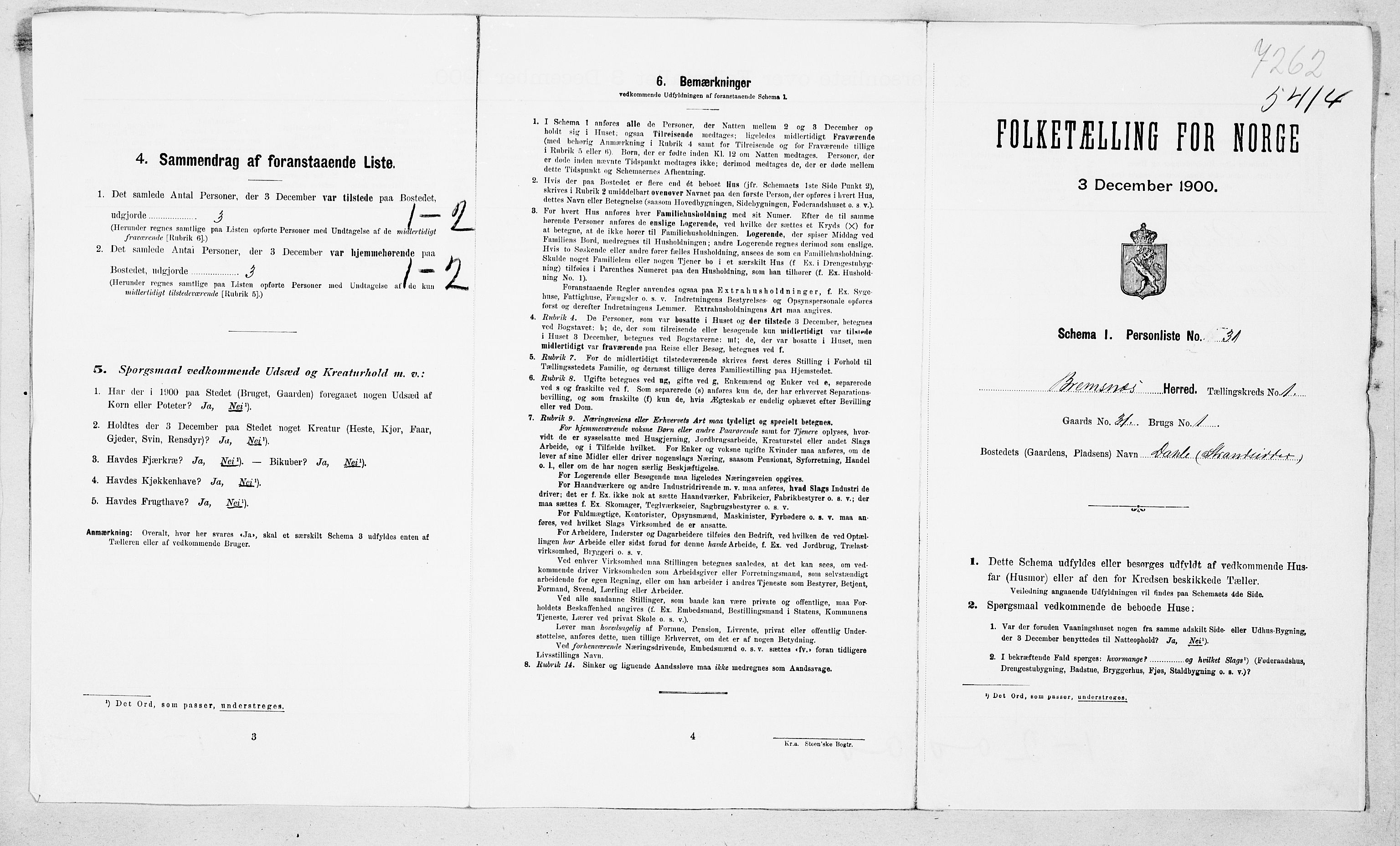 SAT, Folketelling 1900 for 1554 Bremsnes herred, 1900, s. 24