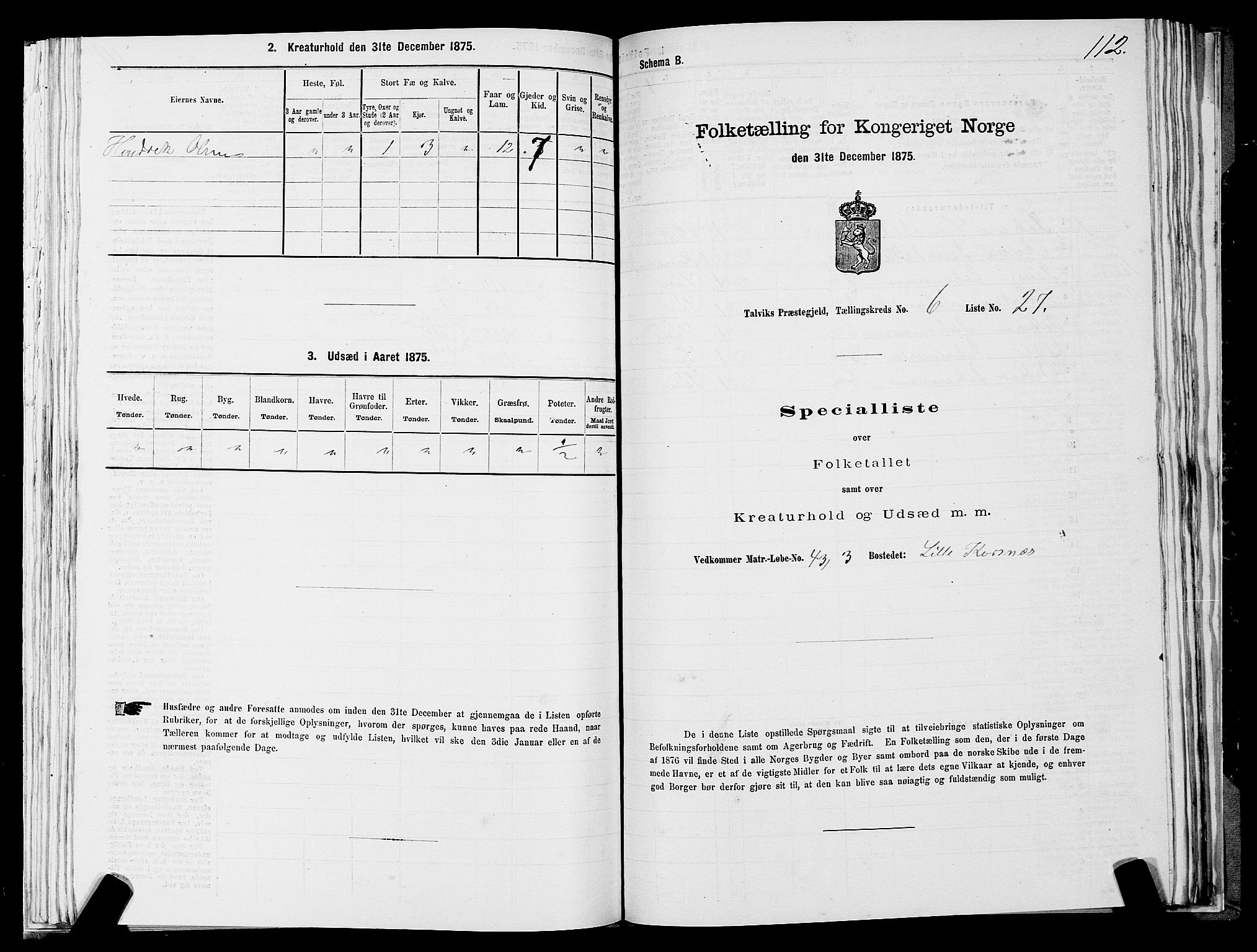 SATØ, Folketelling 1875 for 2013P Talvik prestegjeld, 1875, s. 3112