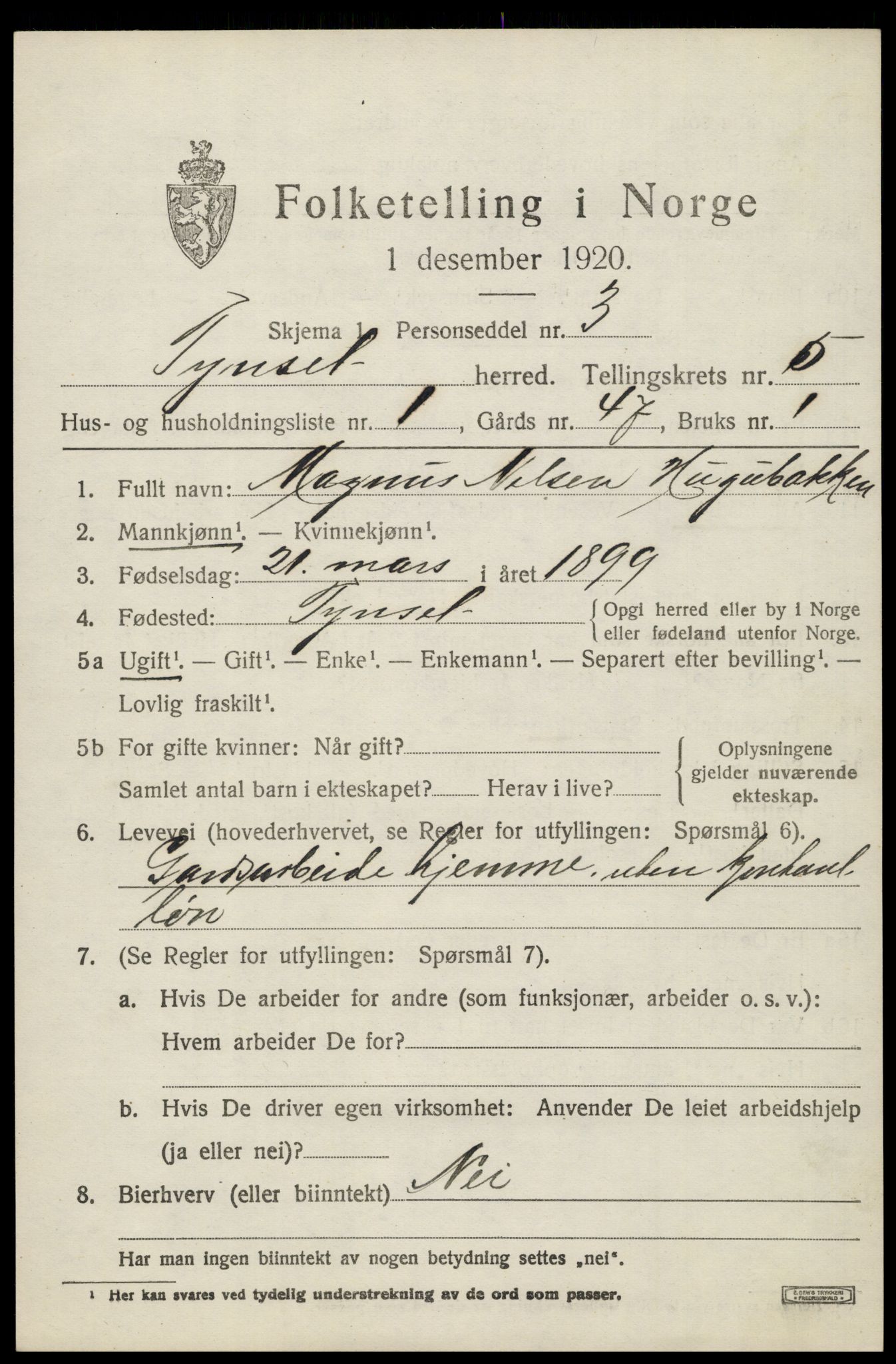 SAH, Folketelling 1920 for 0437 Tynset herred, 1920, s. 4086