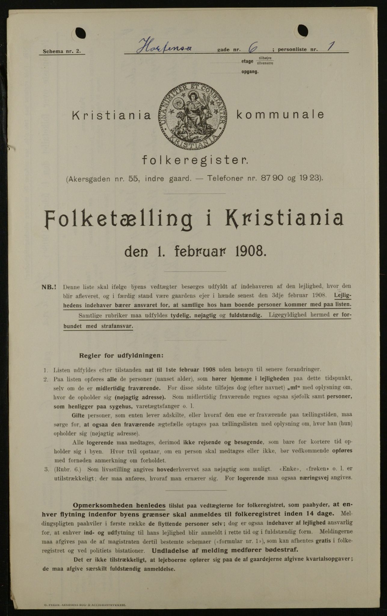 OBA, Kommunal folketelling 1.2.1908 for Kristiania kjøpstad, 1908, s. 37262