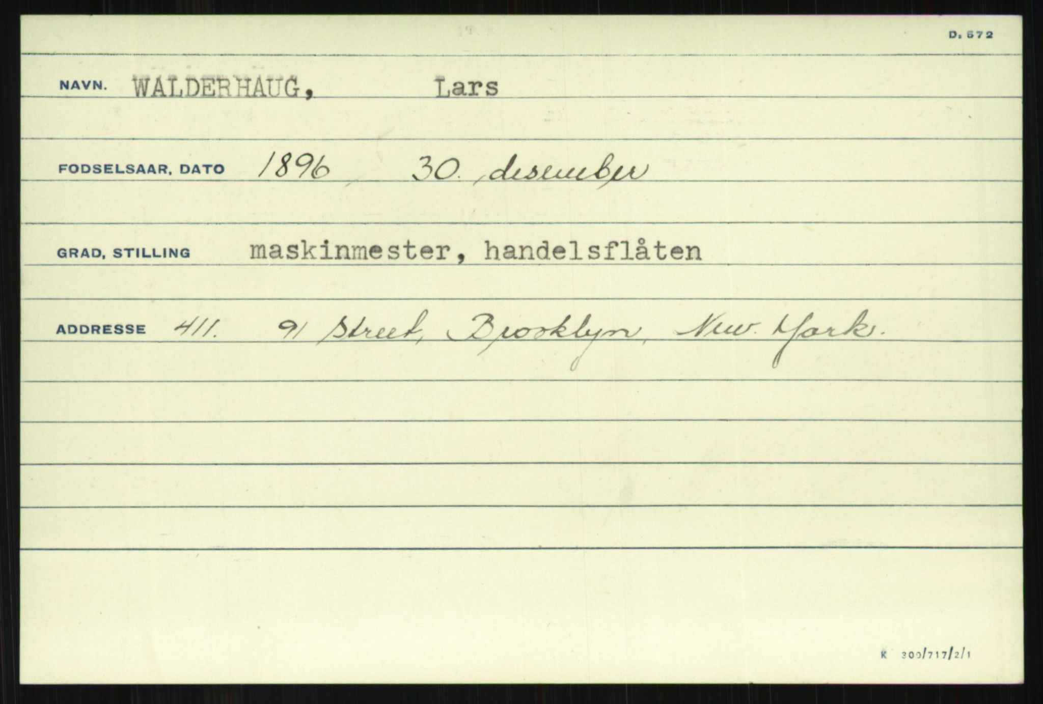 Direktoratet for sjømenn, AV/RA-S-3545/G/Gi/L0009: Kartotek over krigsdekorasjoner tildelt nordmenn under krigen, 1940-1945, s. 1155