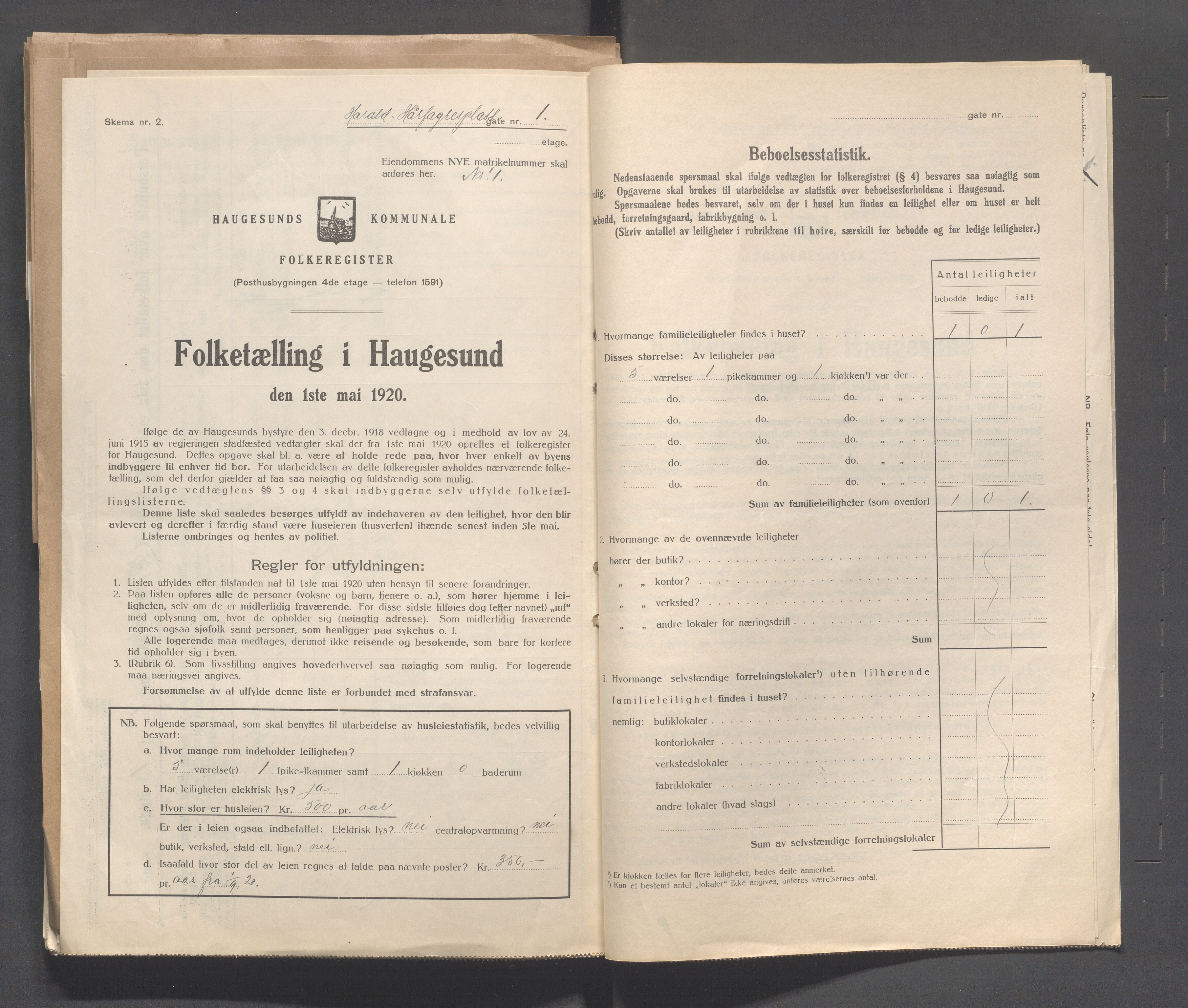 IKAR, Kommunal folketelling 1.5.1920 for Haugesund, 1920, s. 1123