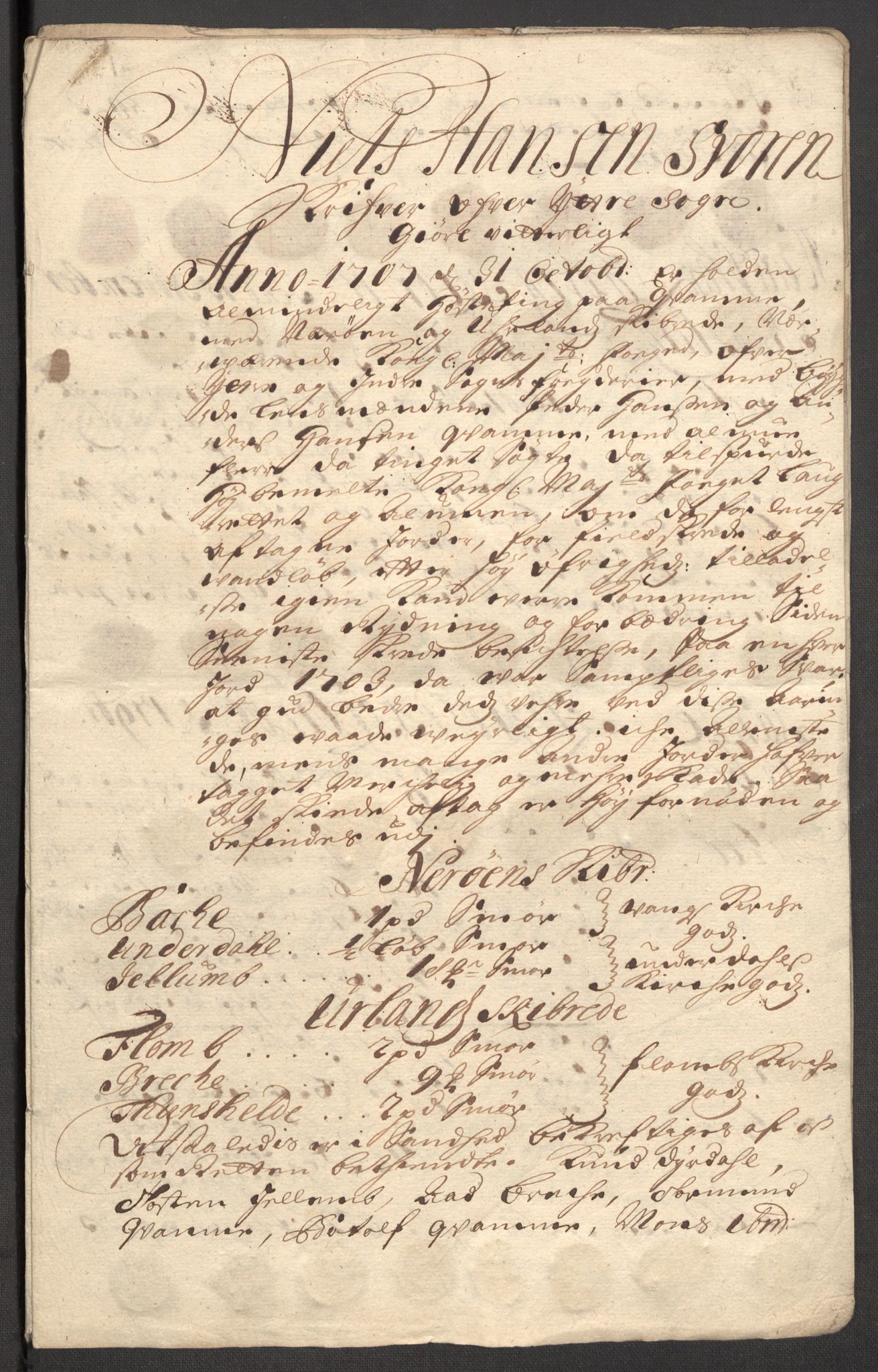 Rentekammeret inntil 1814, Reviderte regnskaper, Fogderegnskap, AV/RA-EA-4092/R52/L3314: Fogderegnskap Sogn, 1705-1707, s. 561