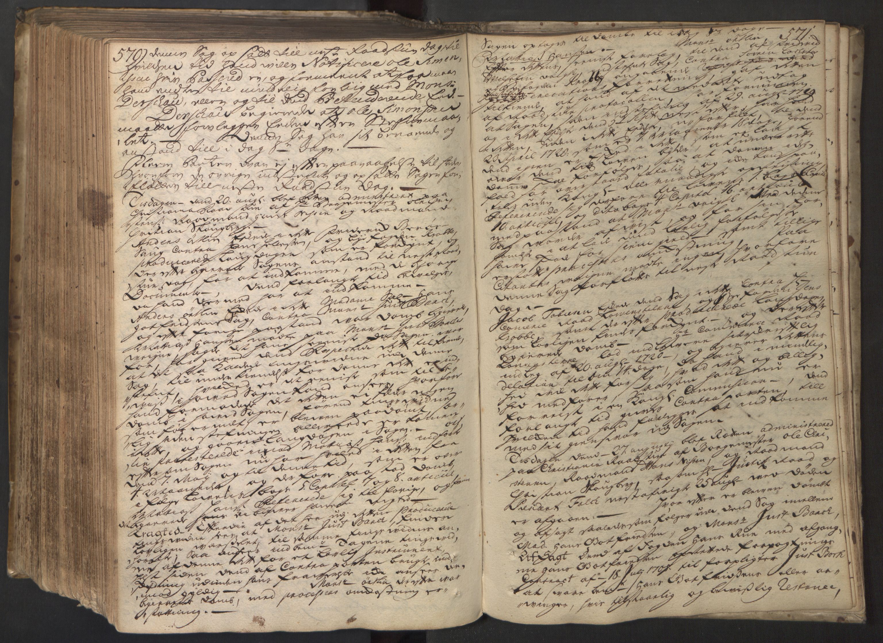 Christiania rådstuerett, AV/SAO-A-11132/F/Fa/L0033: Justisprotokoll, 1715-1720, s. 570-571