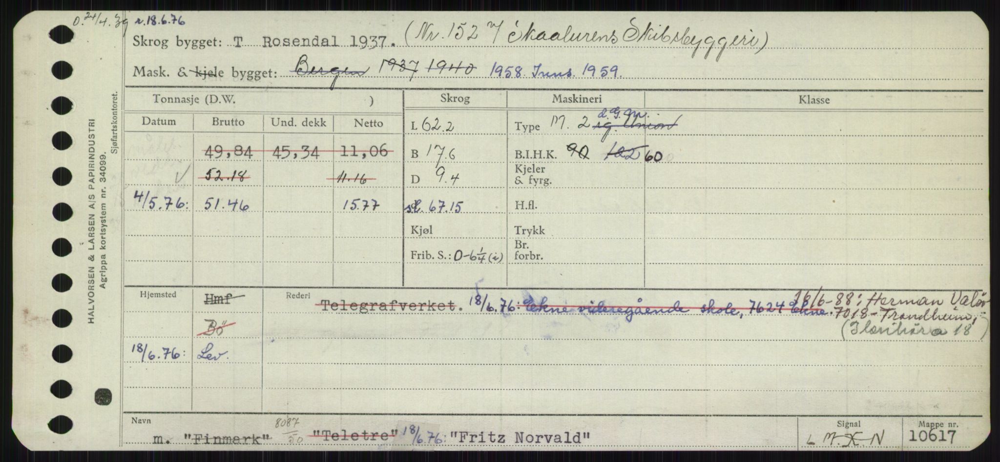 Sjøfartsdirektoratet med forløpere, Skipsmålingen, RA/S-1627/H/Ha/L0002/0001: Fartøy, Eik-Hill / Fartøy, Eik-F, s. 809