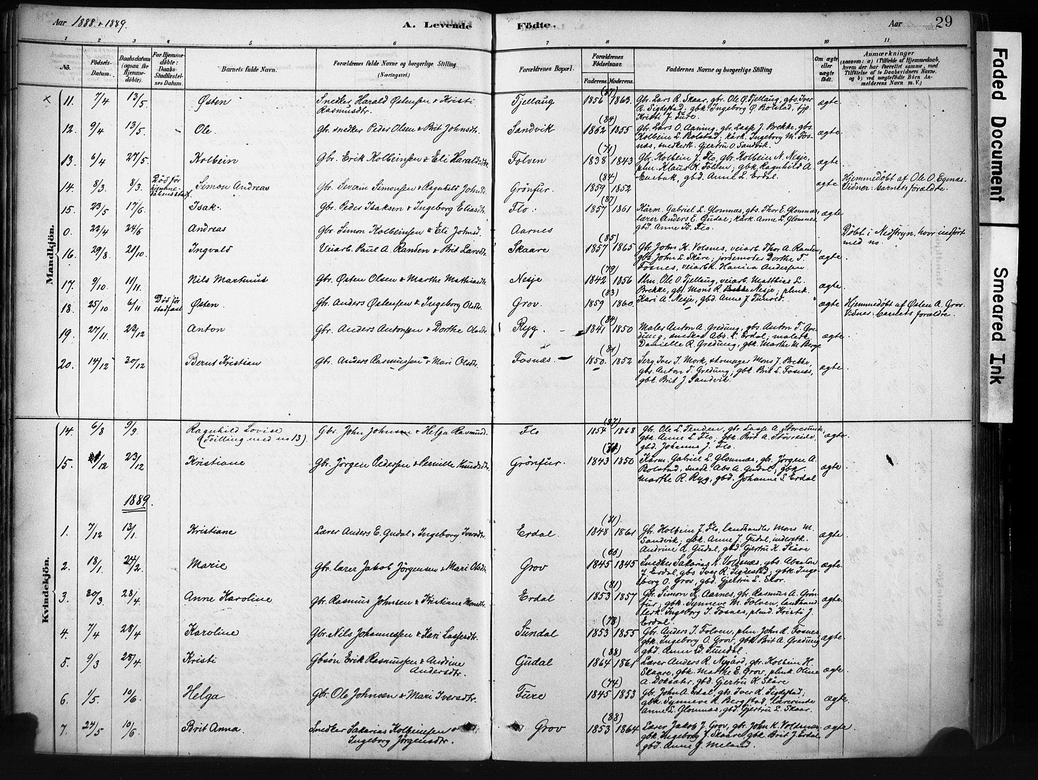 Stryn Sokneprestembete, AV/SAB-A-82501: Ministerialbok nr. D 1, 1878-1907, s. 29