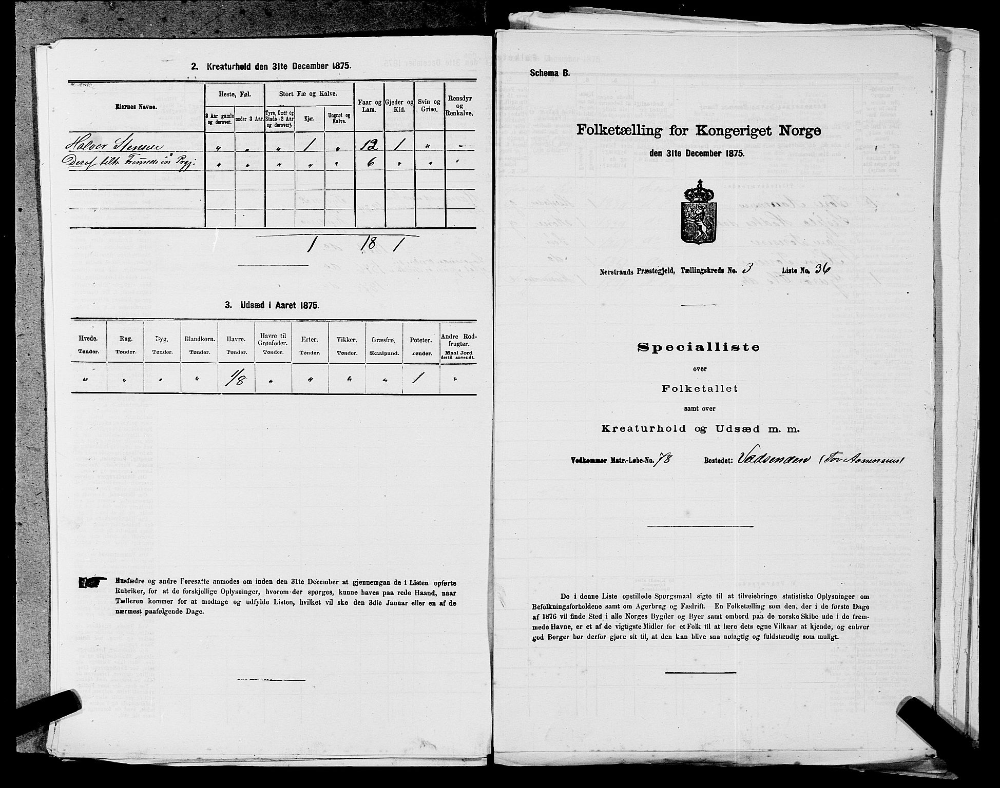 SAST, Folketelling 1875 for 1139P Nedstrand prestegjeld, 1875, s. 518