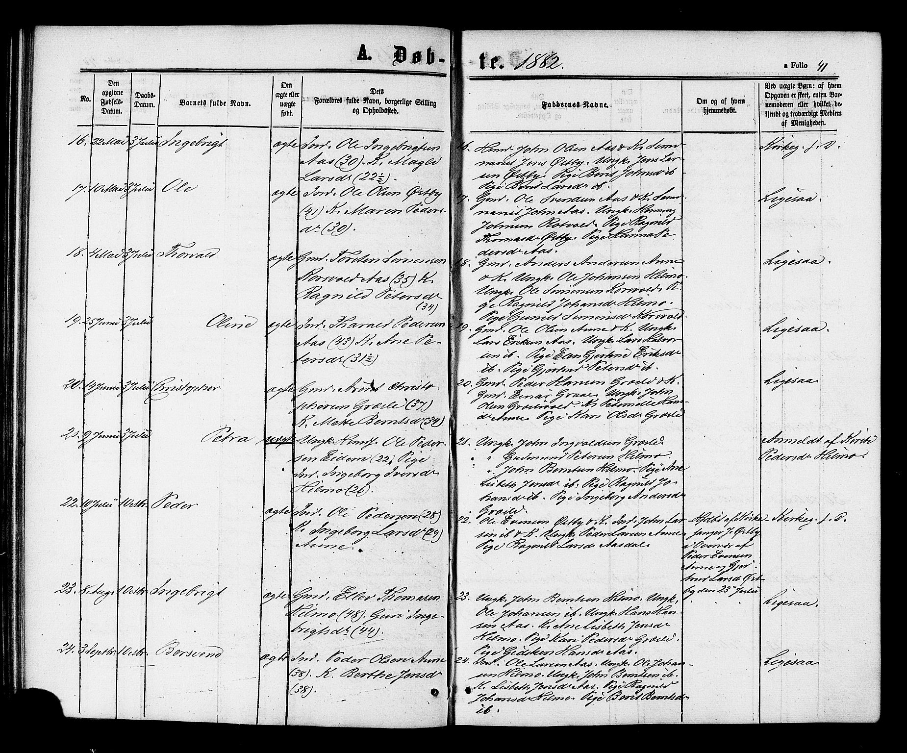 Ministerialprotokoller, klokkerbøker og fødselsregistre - Sør-Trøndelag, SAT/A-1456/698/L1163: Ministerialbok nr. 698A01, 1862-1887, s. 41