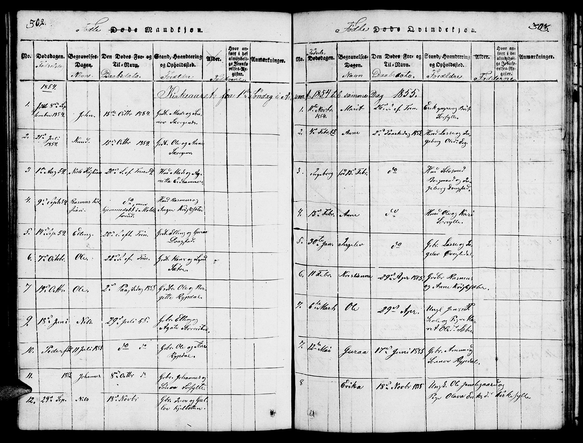 Ministerialprotokoller, klokkerbøker og fødselsregistre - Møre og Romsdal, AV/SAT-A-1454/541/L0546: Klokkerbok nr. 541C01, 1818-1856, s. 302-303