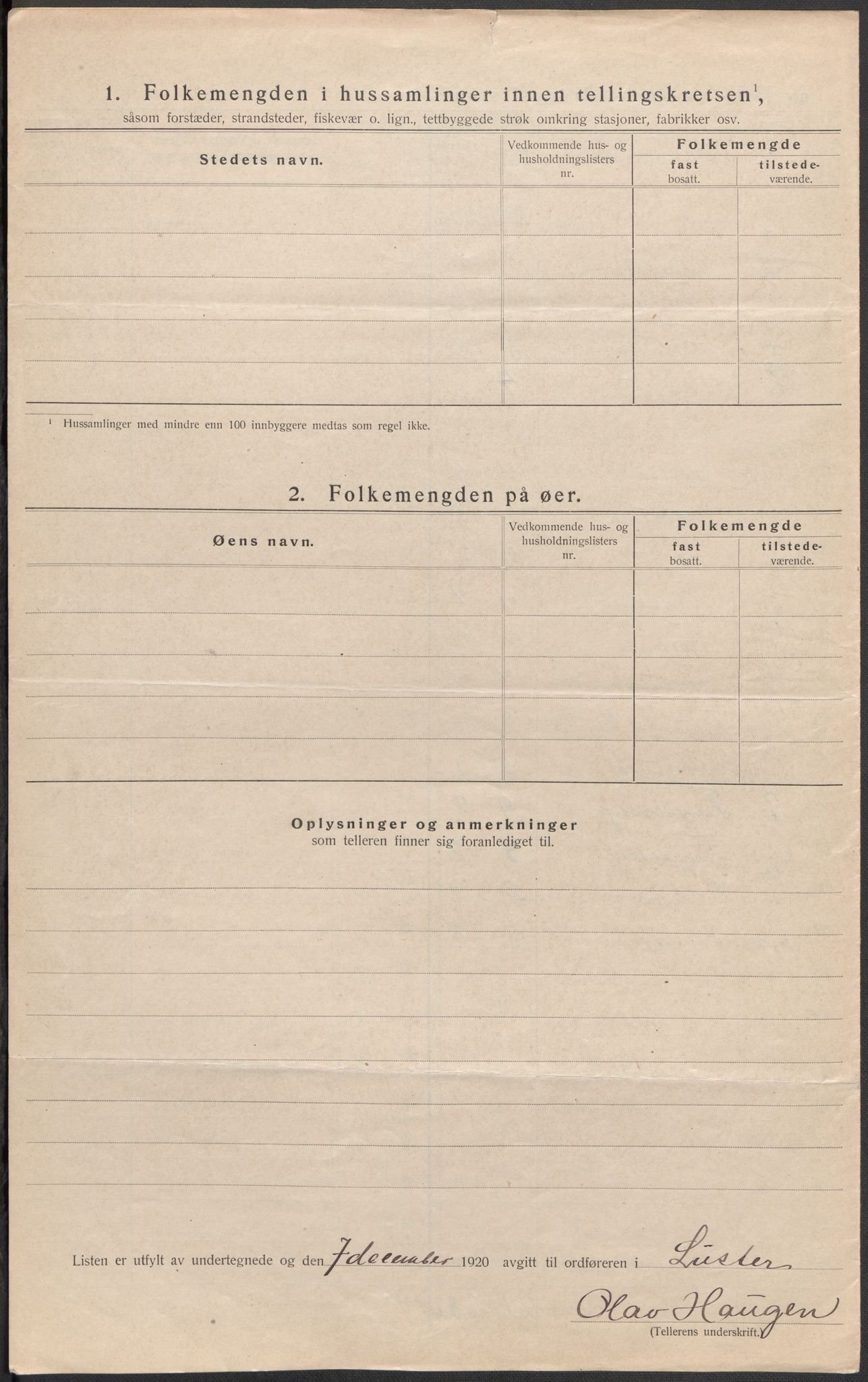 SAB, Folketelling 1920 for 1426 Luster herred, 1920, s. 12