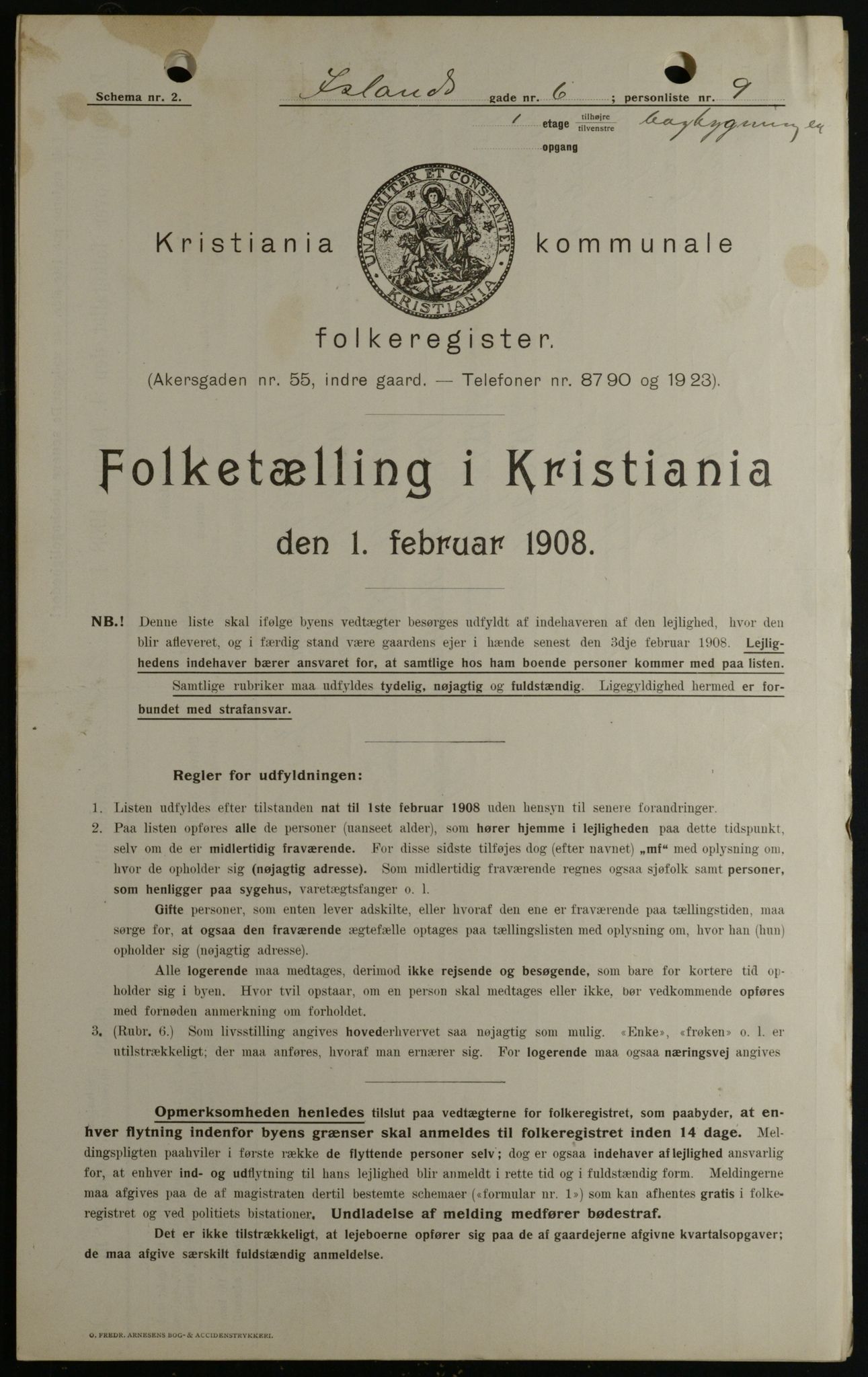 OBA, Kommunal folketelling 1.2.1908 for Kristiania kjøpstad, 1908, s. 39963