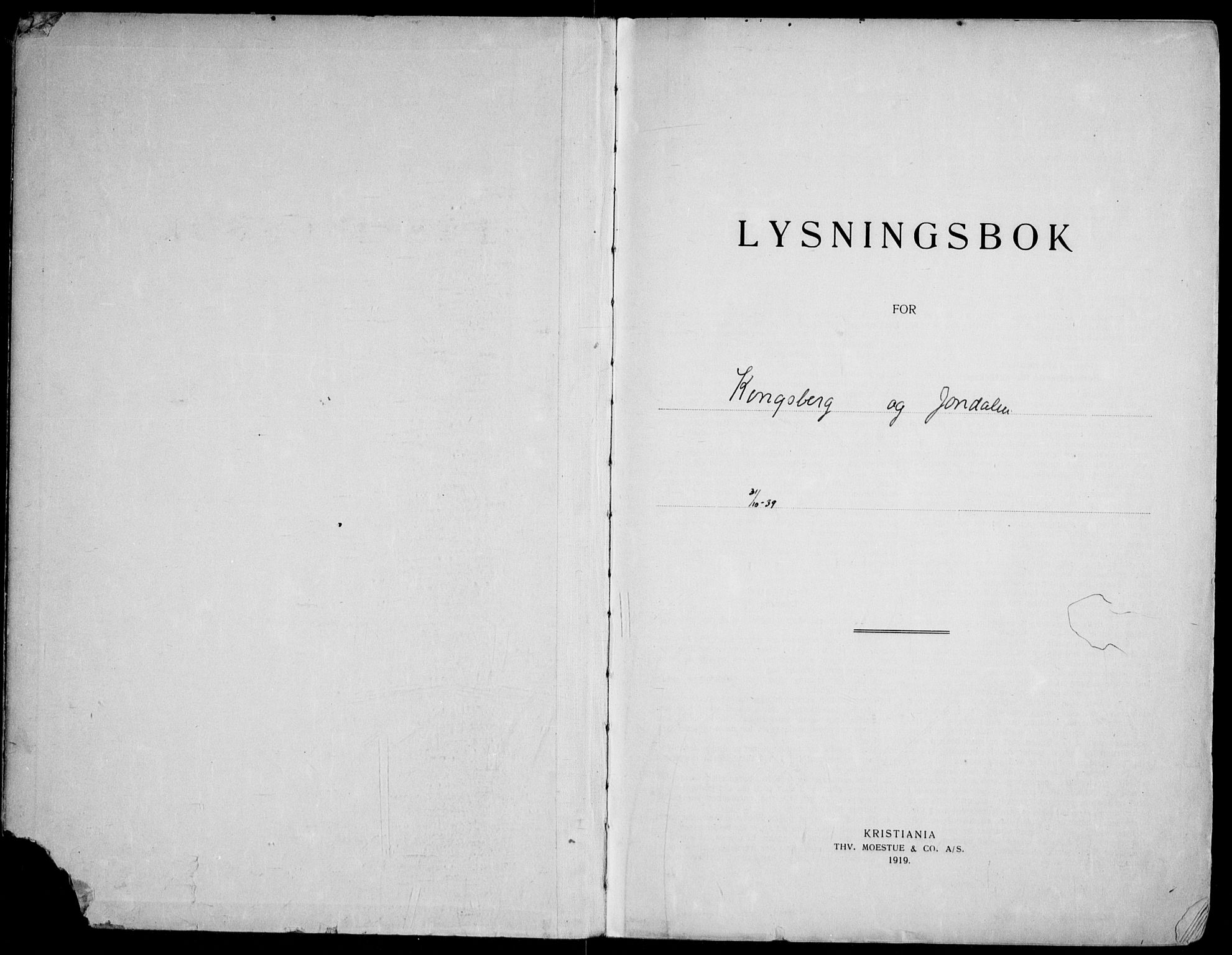 Kongsberg kirkebøker, SAKO/A-22/H/Ha/L0002: Lysningsprotokoll nr. 2, 1939-1955