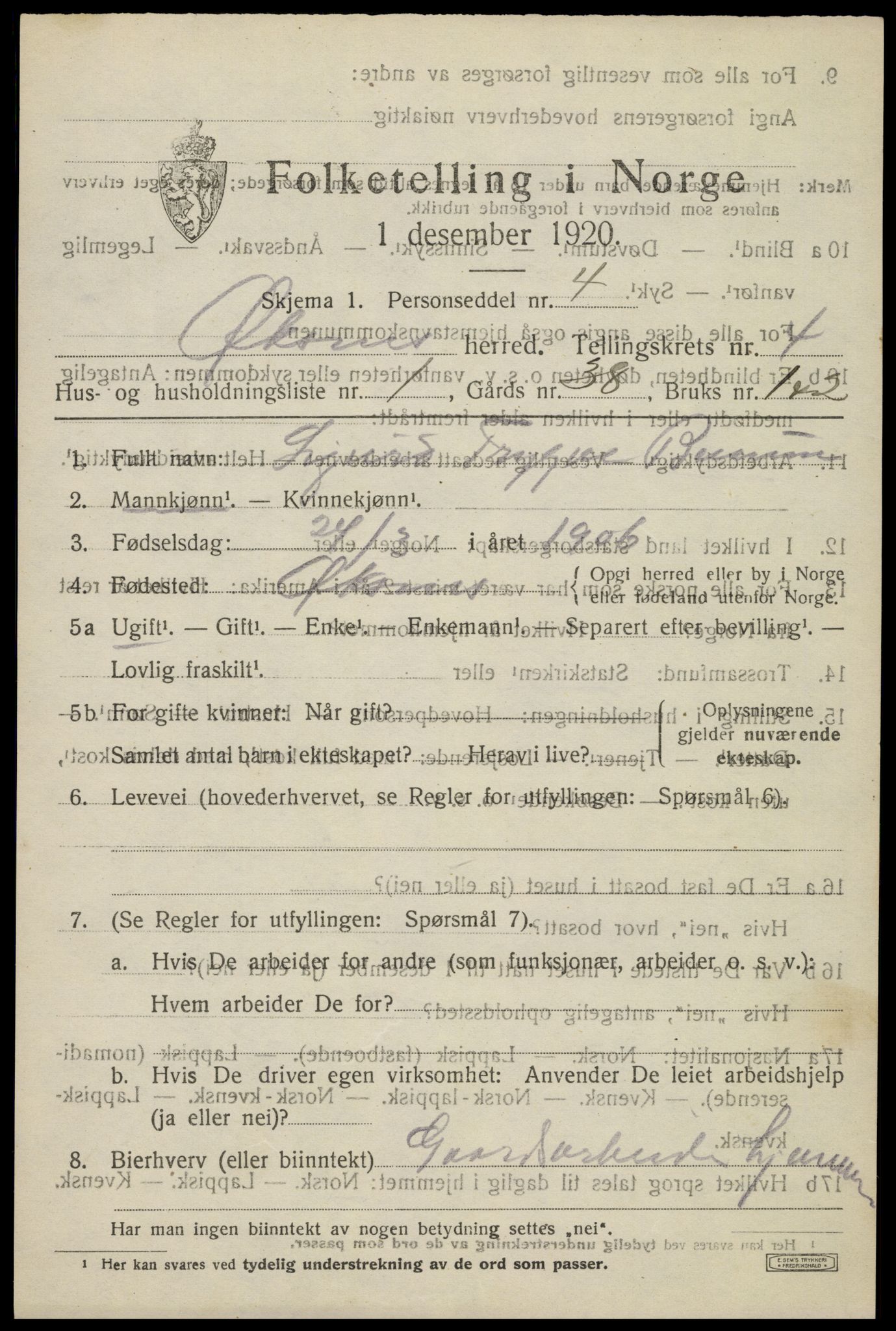 SAT, Folketelling 1920 for 1868 Øksnes herred, 1920, s. 2854