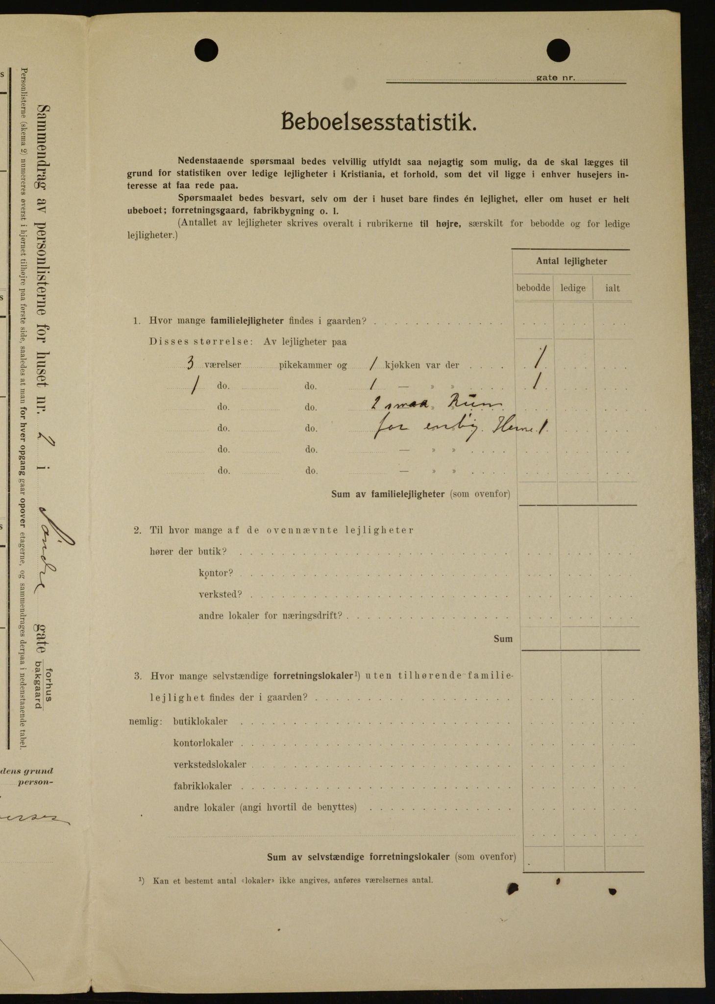 OBA, Kommunal folketelling 1.2.1909 for Kristiania kjøpstad, 1909, s. 96318