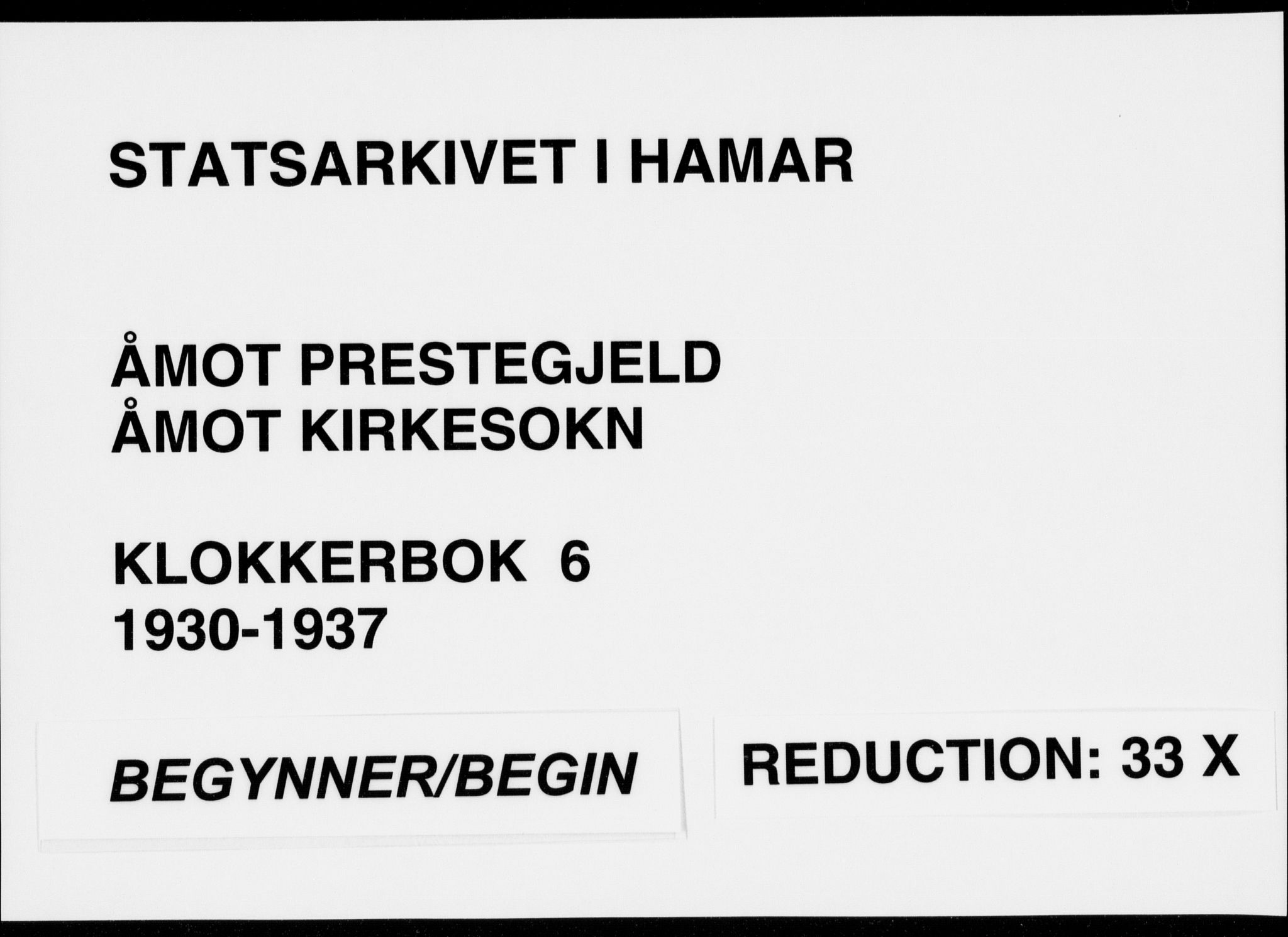 Åmot prestekontor, Hedmark, SAH/PREST-056/H/Ha/Hab/L0006: Klokkerbok nr. 6, 1930-1937