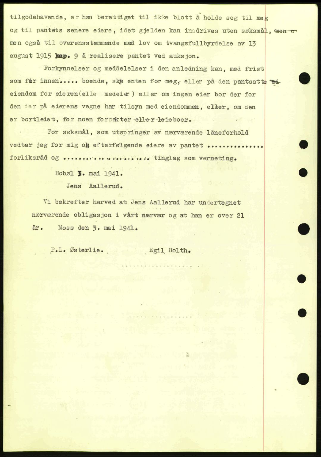 Moss sorenskriveri, SAO/A-10168: Pantebok nr. B10, 1940-1941, Dagboknr: 796/1941