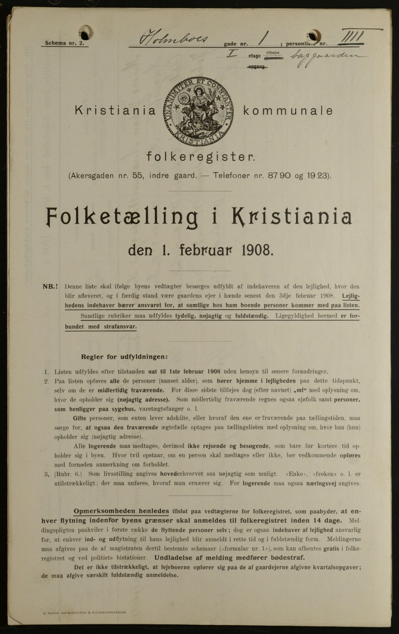 OBA, Kommunal folketelling 1.2.1908 for Kristiania kjøpstad, 1908, s. 36674