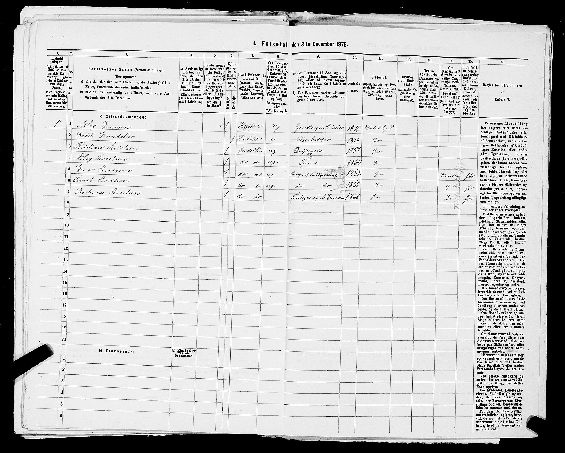 SAST, Folketelling 1875 for 1123L Høyland prestegjeld, Høyland sokn, 1875, s. 1211