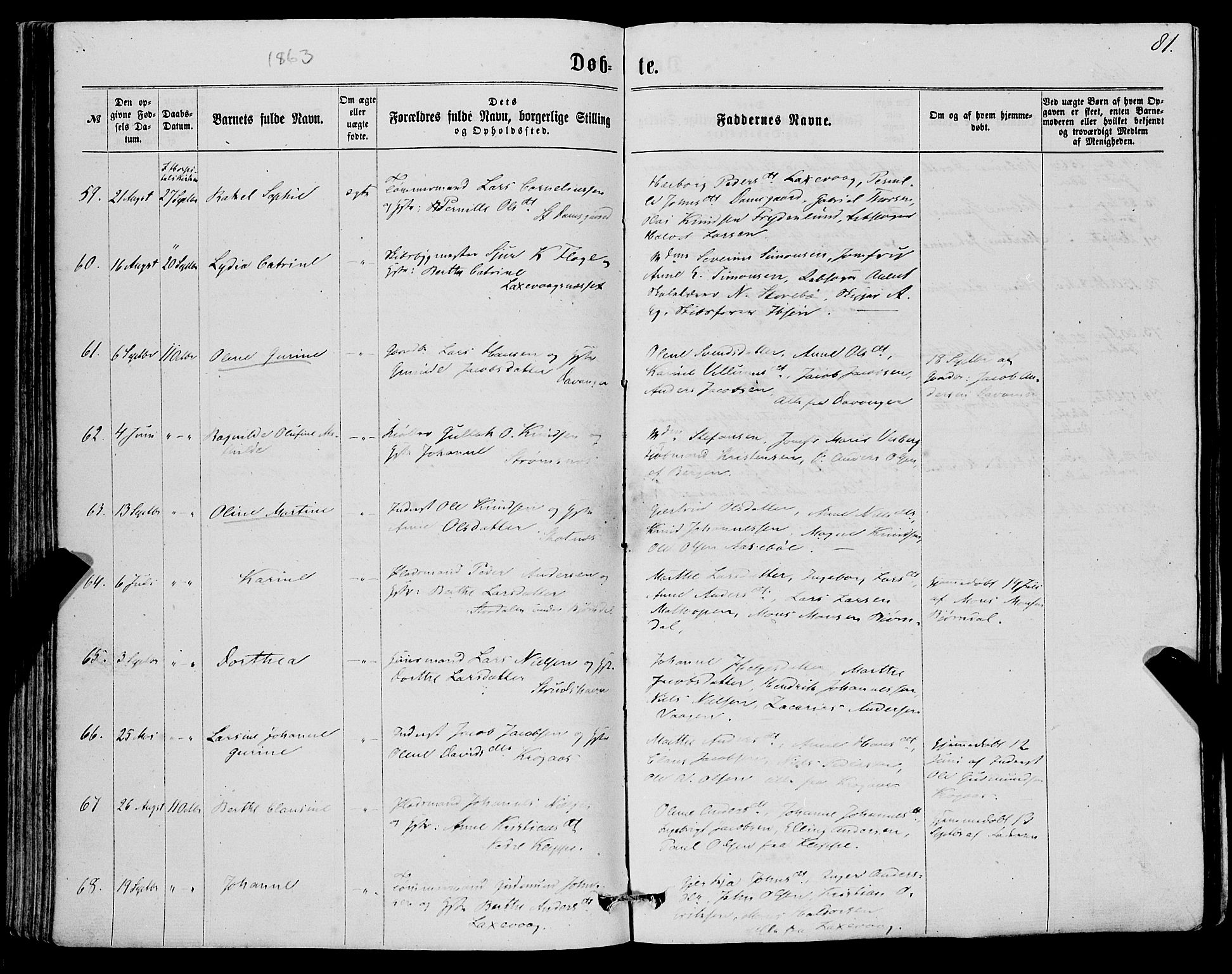 Askøy Sokneprestembete, AV/SAB-A-74101/H/Ha/Haa/Haaa/L0009: Ministerialbok nr. A 9, 1863-1877, s. 81