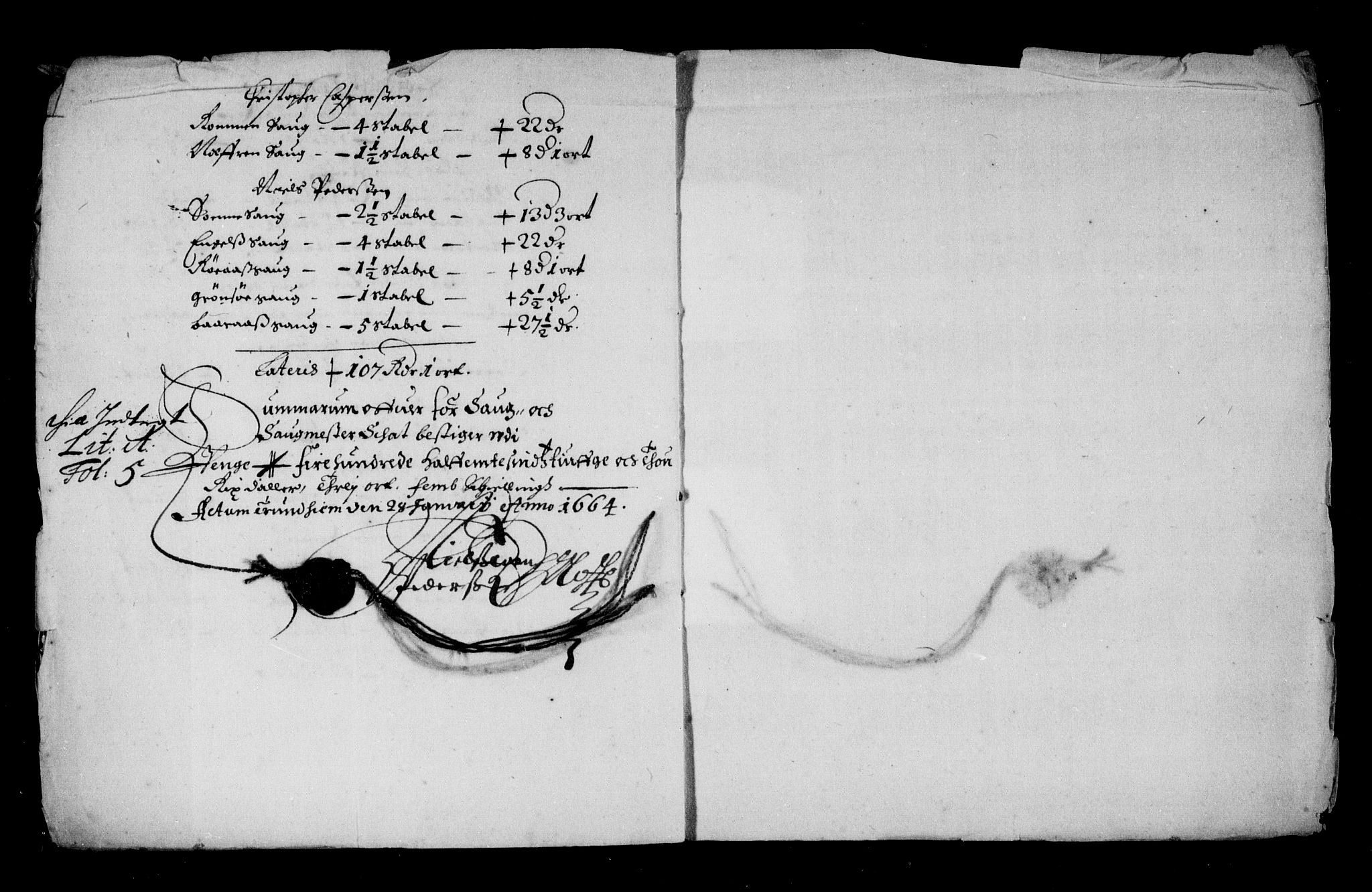 Rentekammeret inntil 1814, Reviderte regnskaper, Stiftamtstueregnskaper, Trondheim stiftamt og Nordland amt, AV/RA-EA-6044/R/Rd/L0005: Trondheim stiftamt, 1663