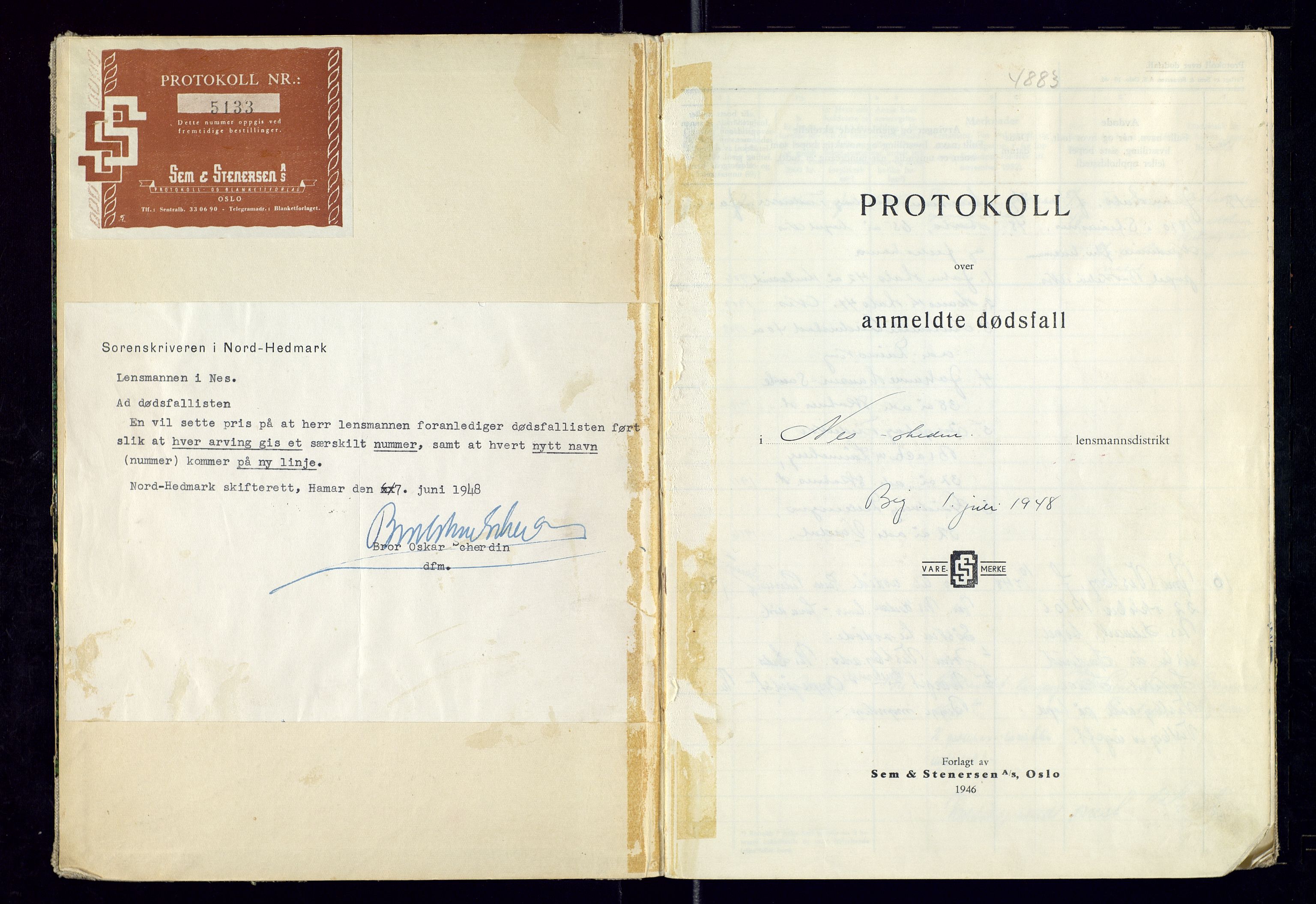 Nes, Hedmark, lensmannskontor, AV/SAH-LHB-008/H/Ha/L0002: Dødsfallsprotokoll, 1948-1954