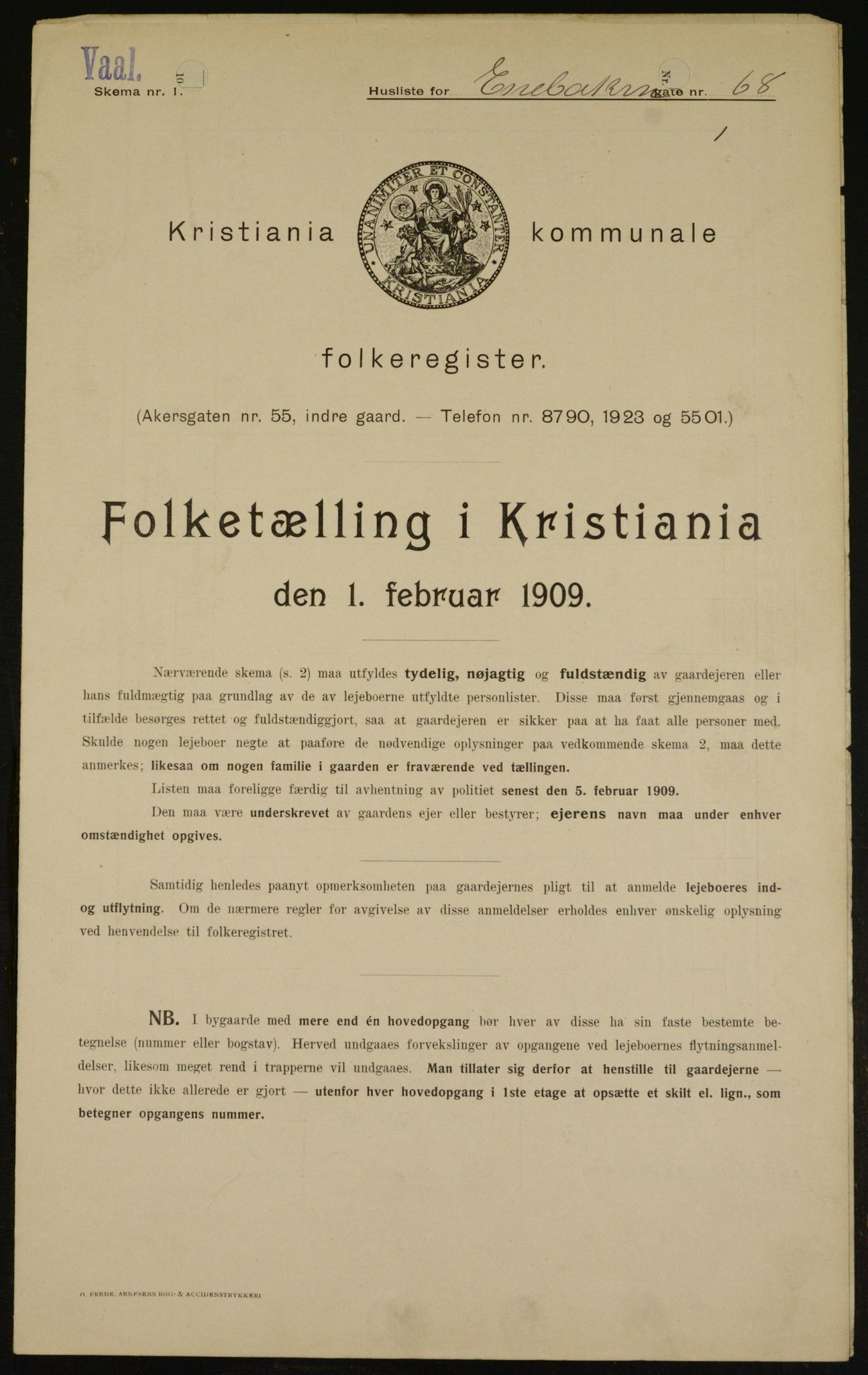 OBA, Kommunal folketelling 1.2.1909 for Kristiania kjøpstad, 1909, s. 19401