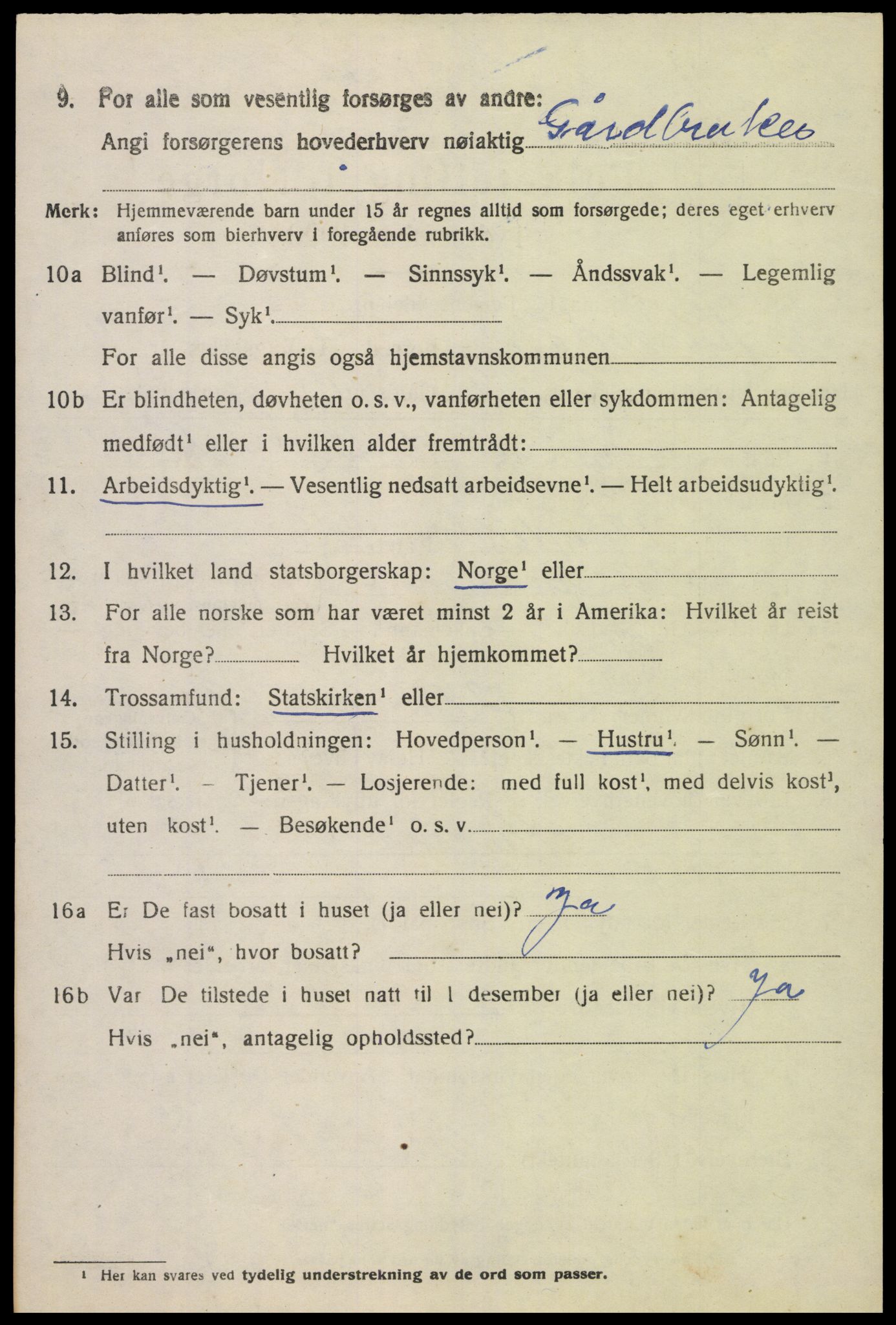 SAK, Folketelling 1920 for 1029 Sør-Audnedal herred, 1920, s. 4516