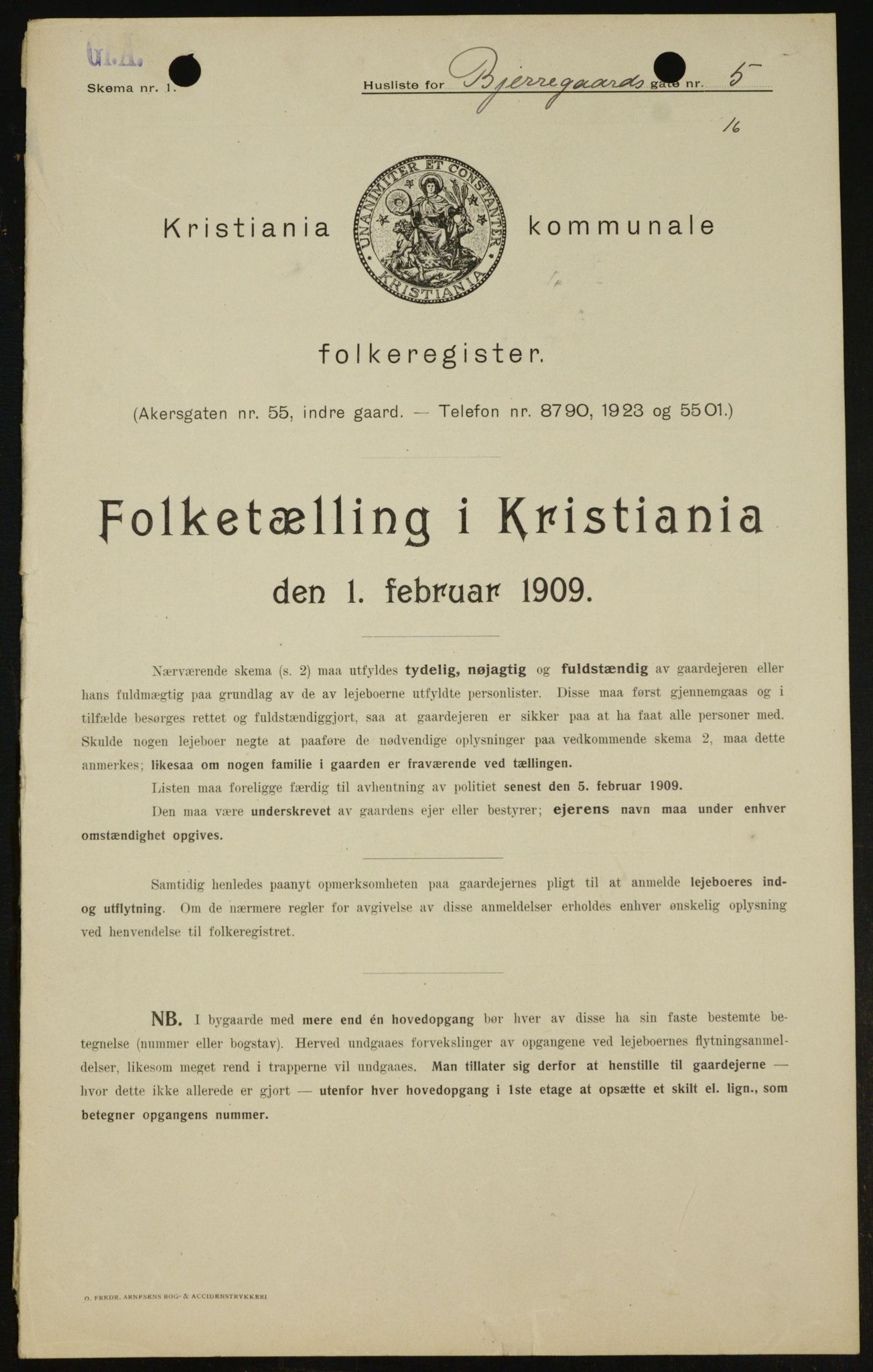 OBA, Kommunal folketelling 1.2.1909 for Kristiania kjøpstad, 1909, s. 5163