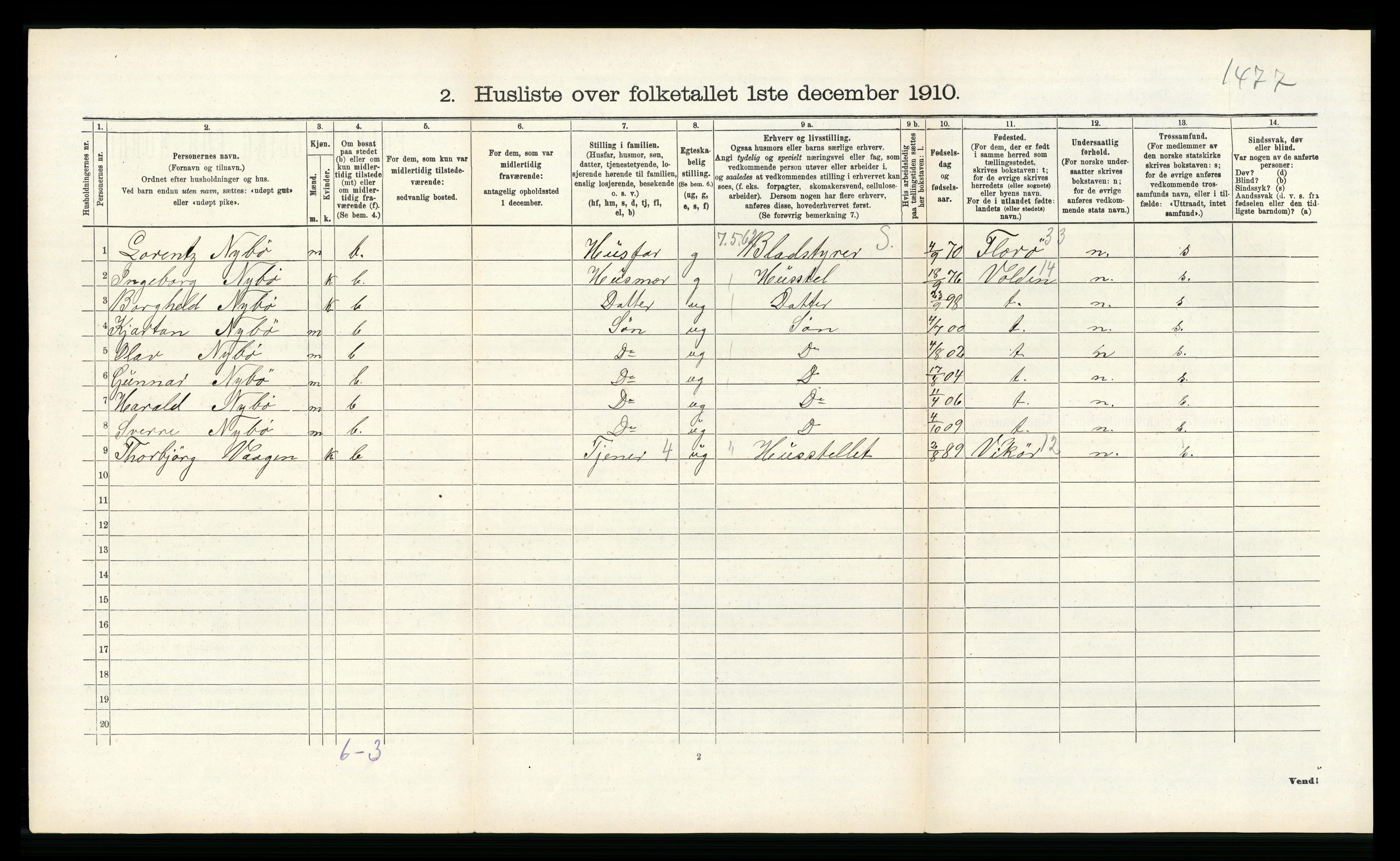 RA, Folketelling 1910 for 1235 Voss herred, 1910, s. 769