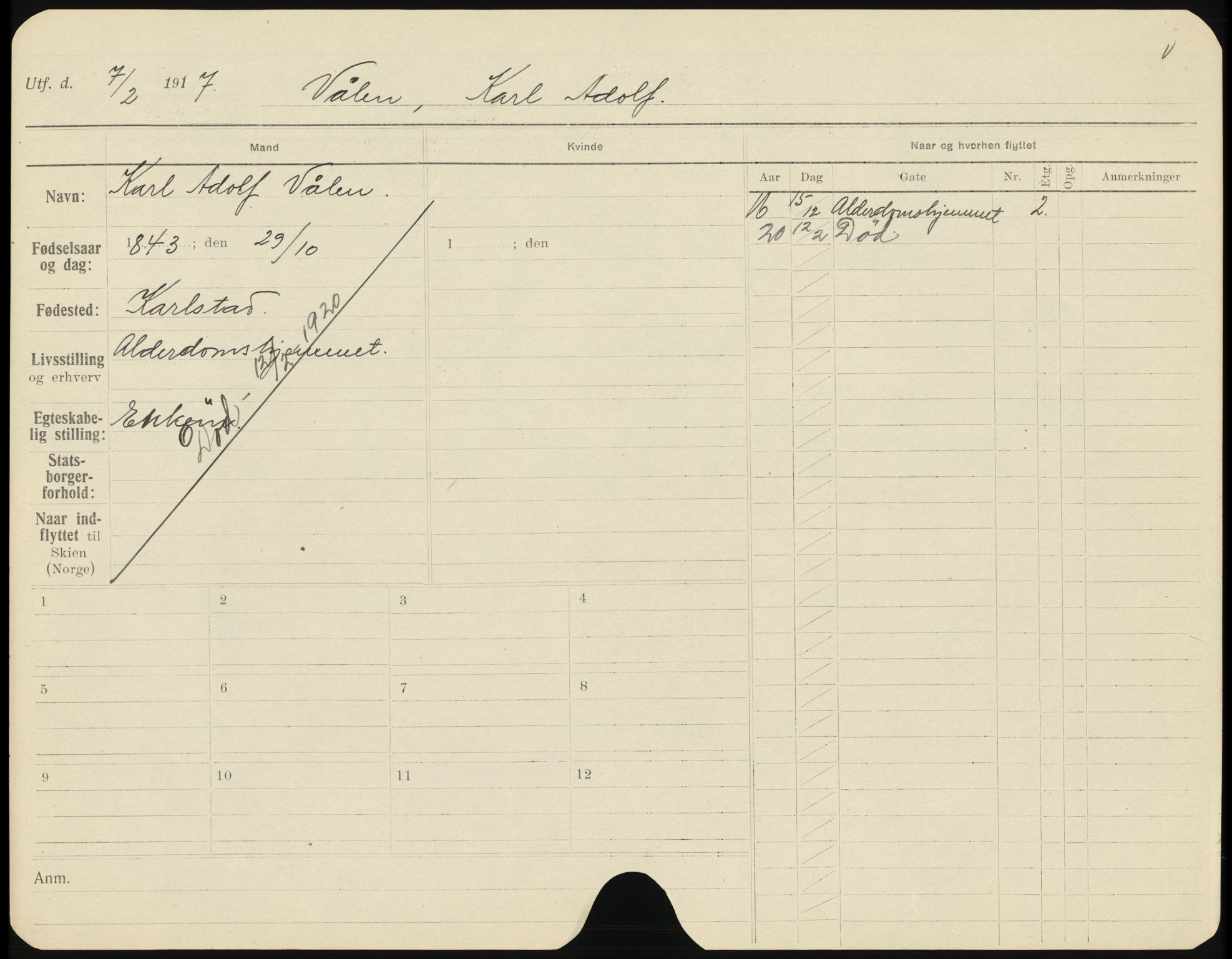 Skien folkeregister, AV/SAKO-A-425/H/Ha/L0001: Døde, 1916-1929, s. 733