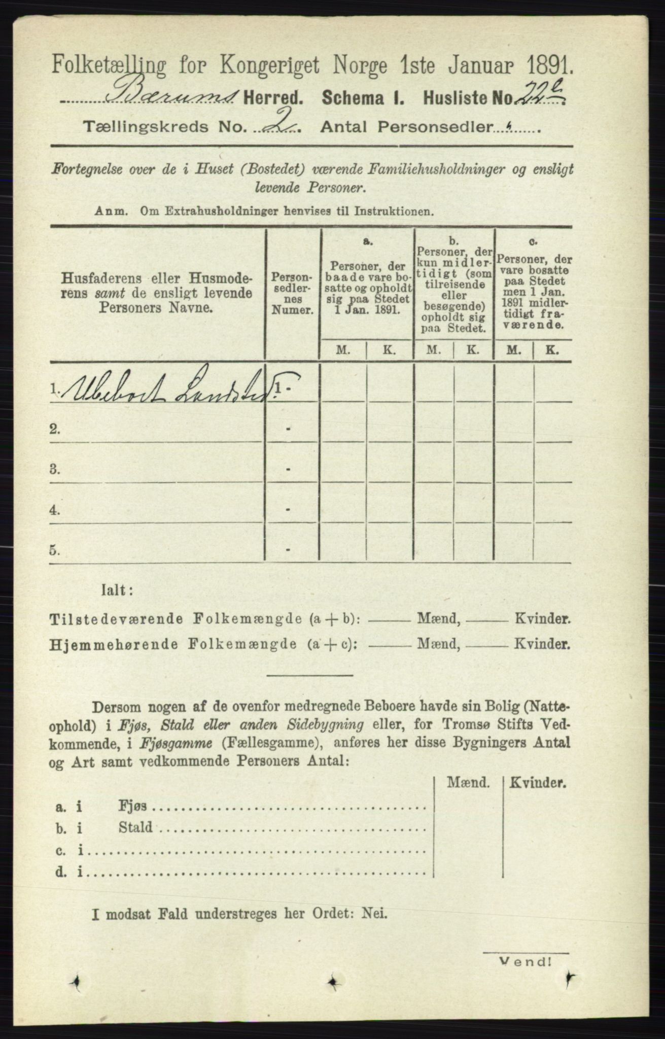 RA, Folketelling 1891 for 0219 Bærum herred, 1891, s. 976