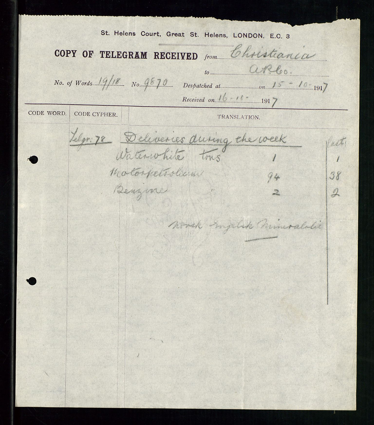 Pa 1521 - A/S Norske Shell, AV/SAST-A-101915/E/Ea/Eaa/L0001: Sjefskorrespondanse, 1917, s. 171