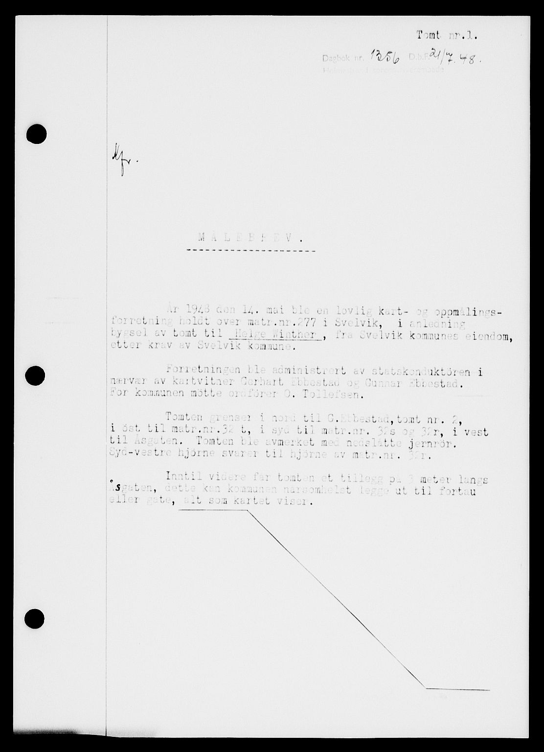 Holmestrand sorenskriveri, SAKO/A-67/G/Ga/Gaa/L0064: Pantebok nr. A-64, 1948-1948, Dagboknr: 1356/1948