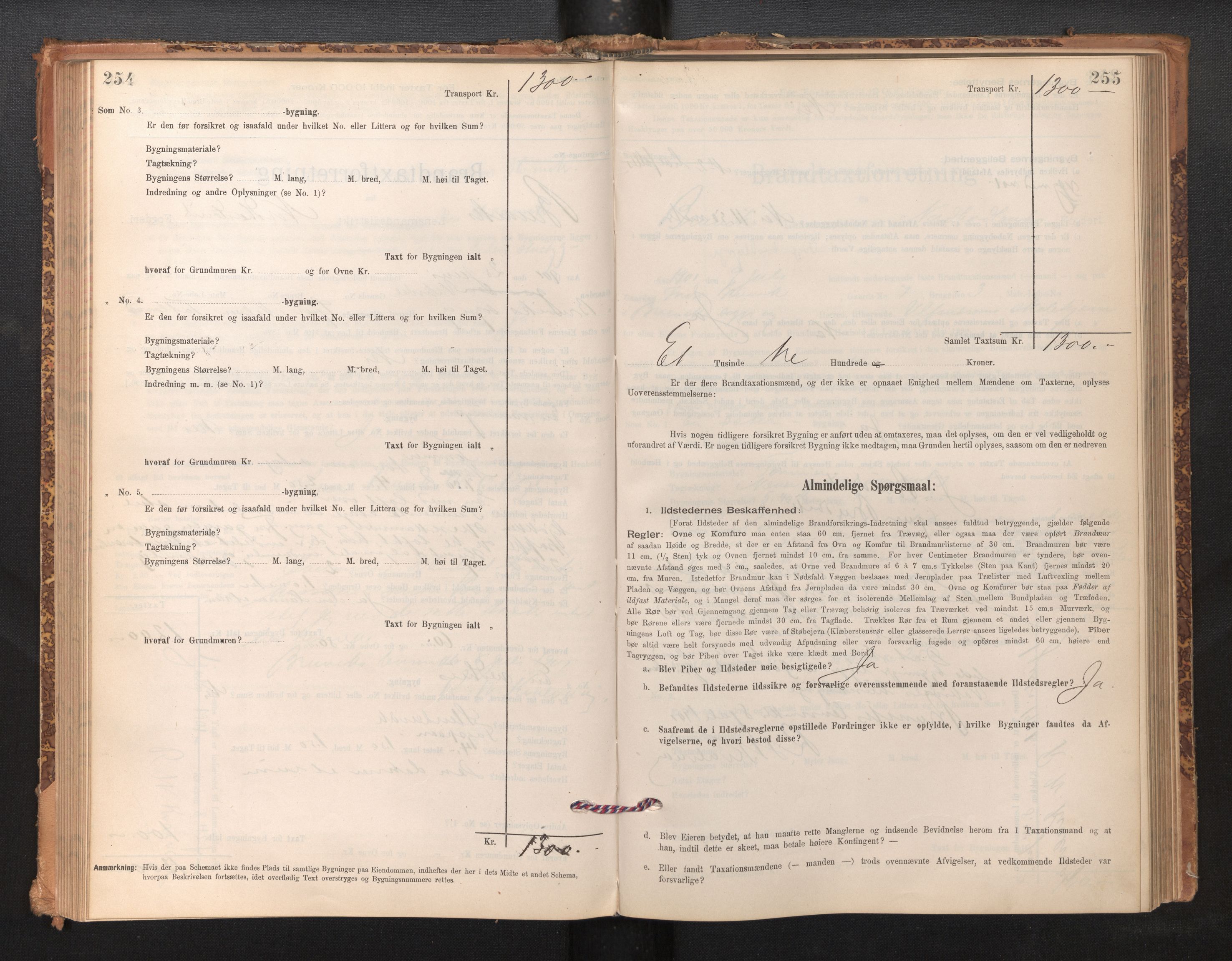 Lensmannen i Bruvik, SAB/A-31301/0012/L0006: Branntakstprotokoll, skjematakst, 1894-1906, s. 254-255