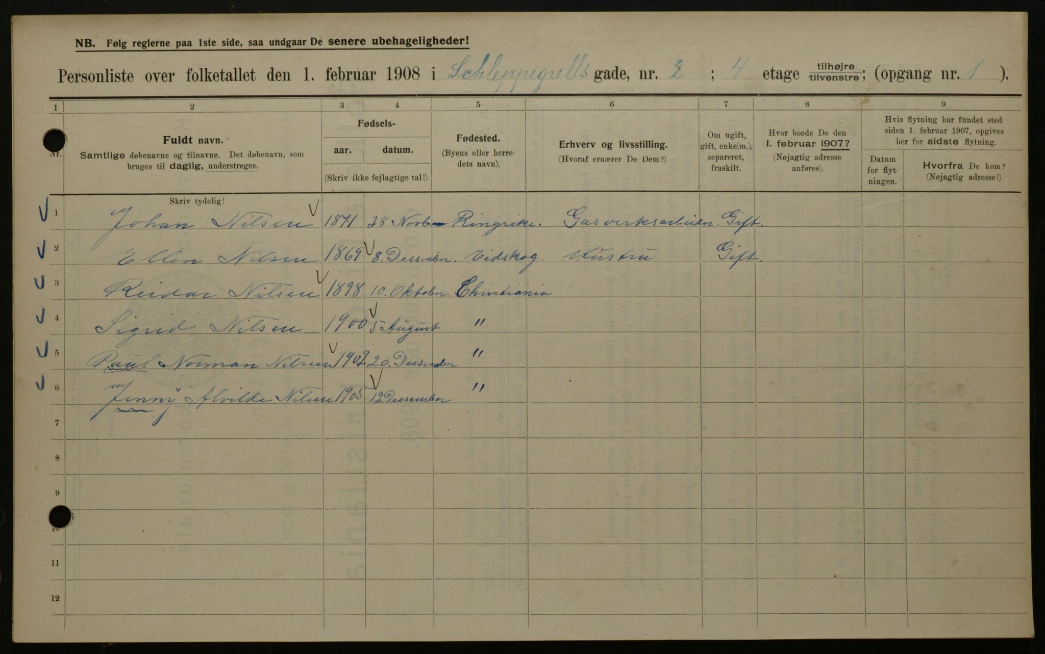 OBA, Kommunal folketelling 1.2.1908 for Kristiania kjøpstad, 1908, s. 80755