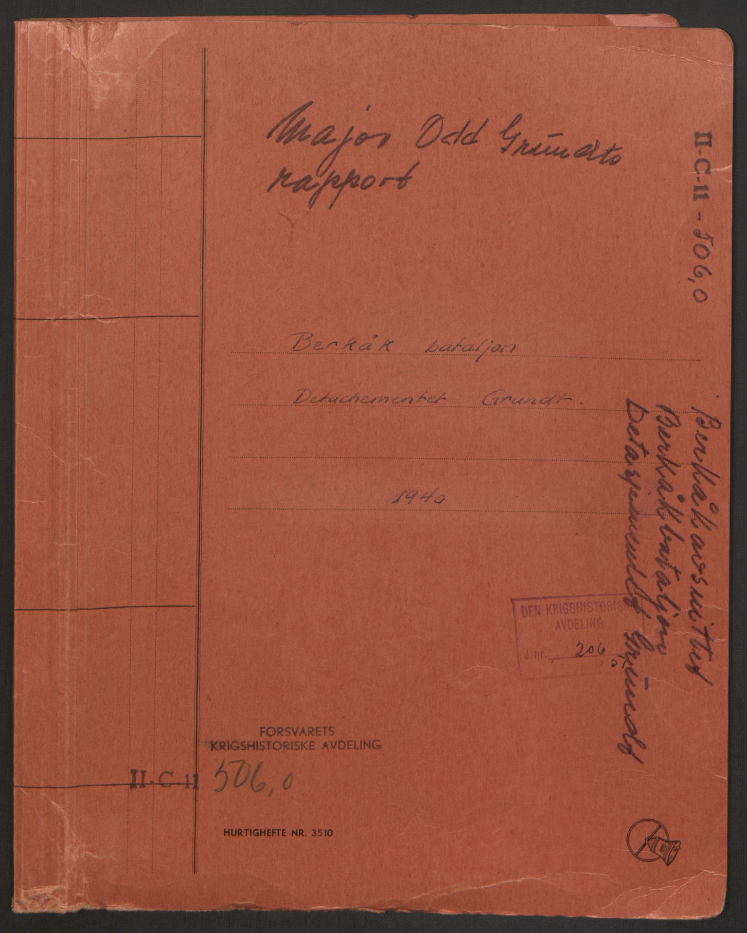 Forsvaret, Forsvarets krigshistoriske avdeling, RA/RAFA-2017/Y/Yb/L0112: II-C-11-506-507  -  5. Divisjon., 1940, s. 1