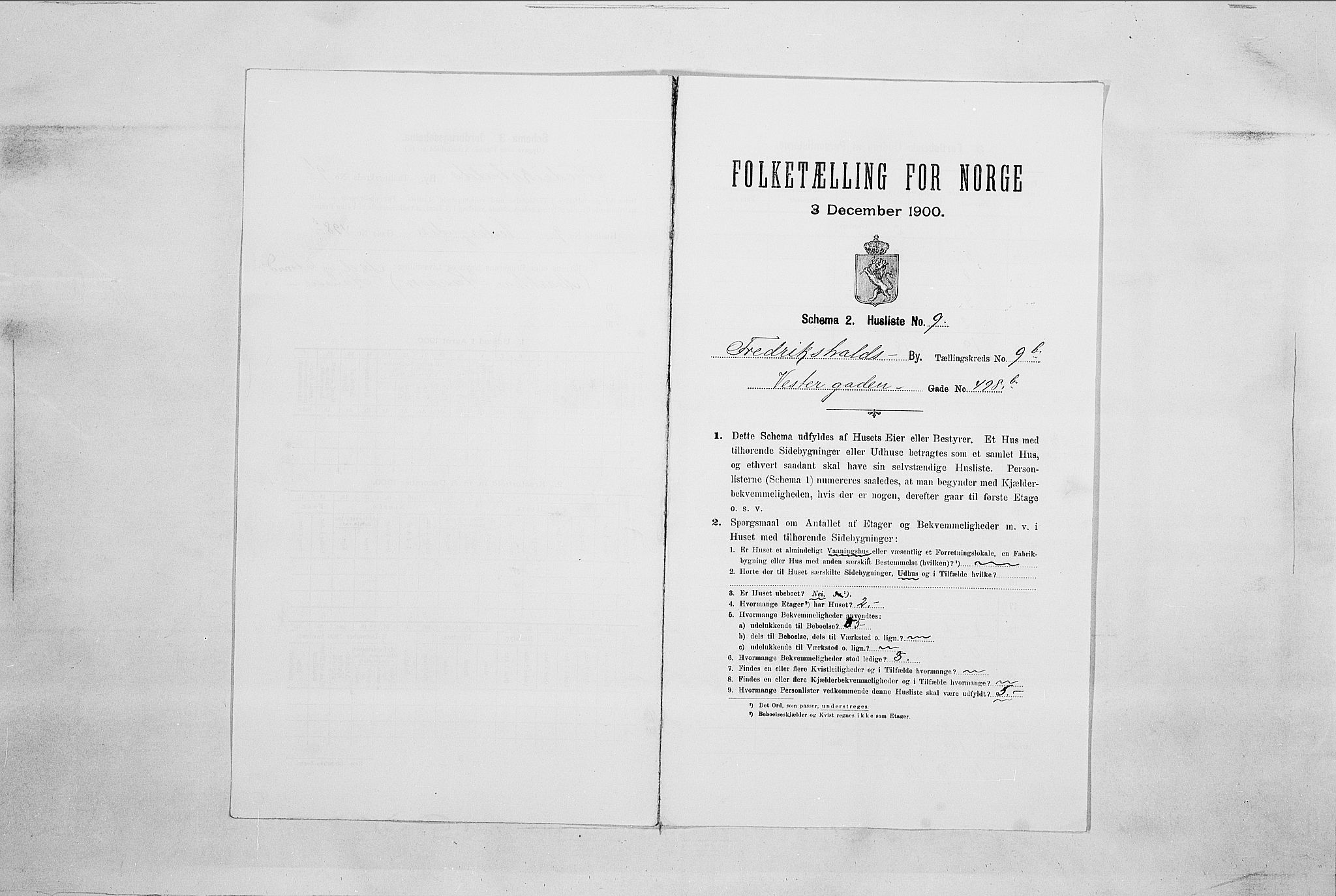 SAO, Folketelling 1900 for 0101 Fredrikshald kjøpstad, 1900