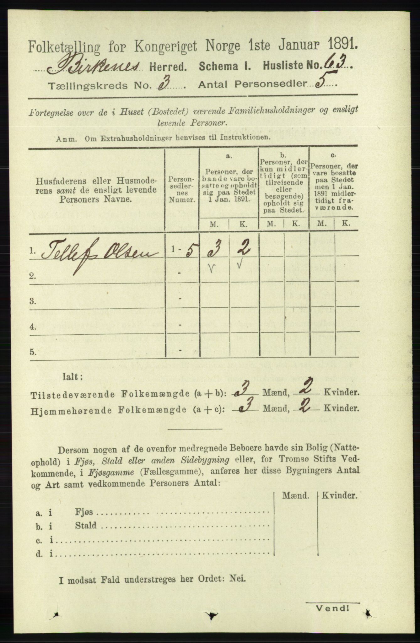 RA, Folketelling 1891 for 0928 Birkenes herred, 1891, s. 843