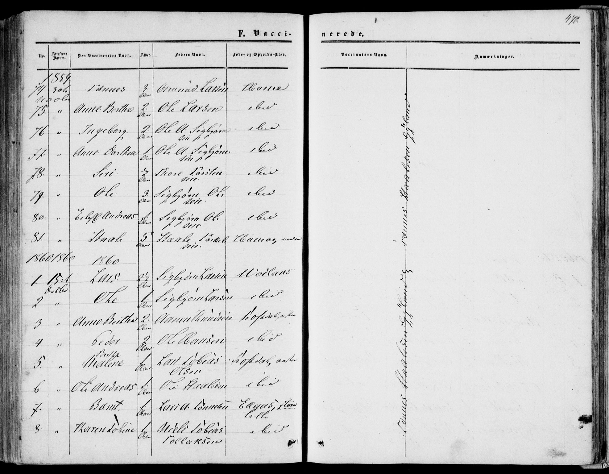 Bakke sokneprestkontor, AV/SAK-1111-0002/F/Fa/Fab/L0002: Ministerialbok nr. A 2, 1855-1884, s. 470