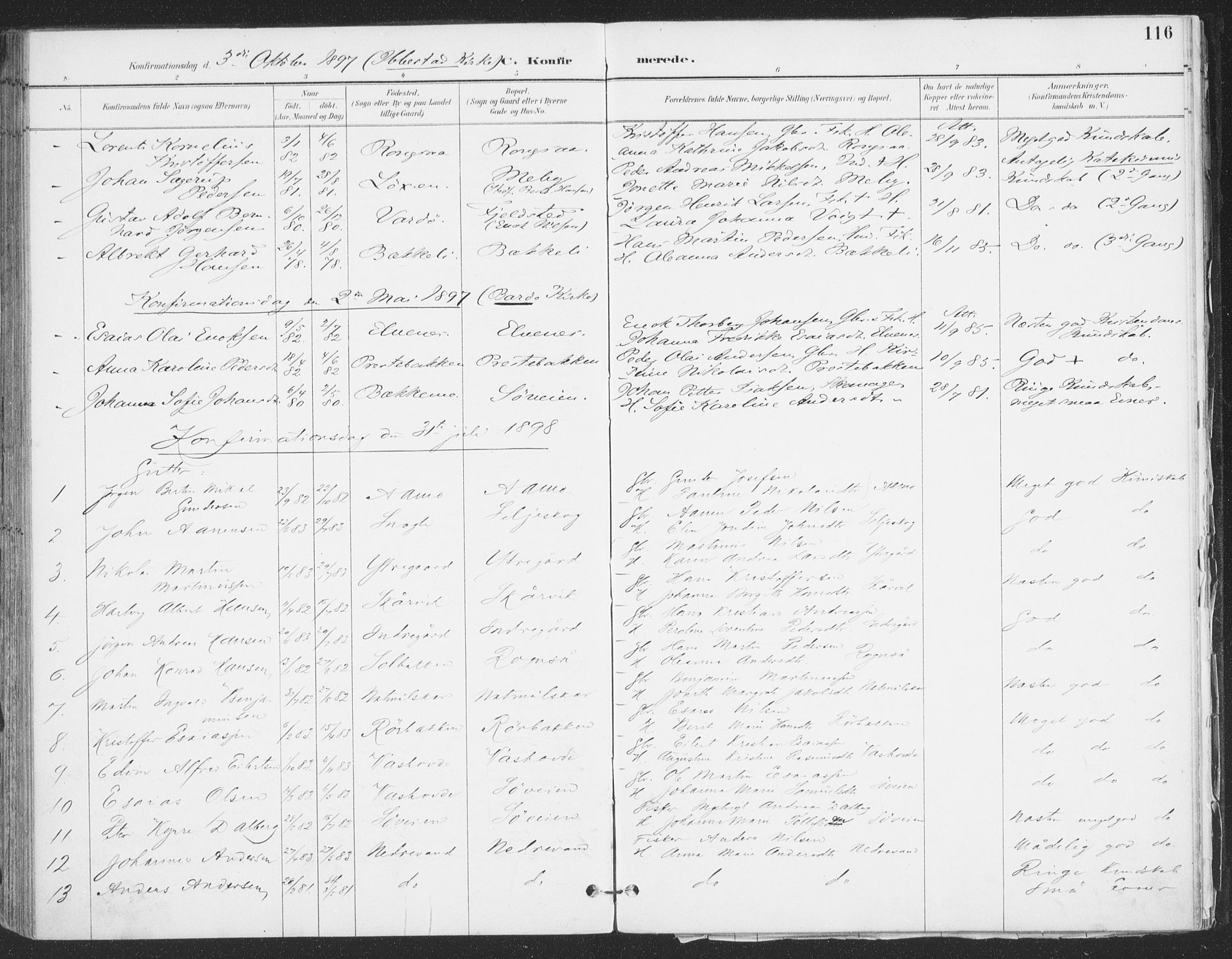 Ibestad sokneprestembete, AV/SATØ-S-0077/H/Ha/Haa/L0015kirke: Ministerialbok nr. 15, 1888-1899, s. 116