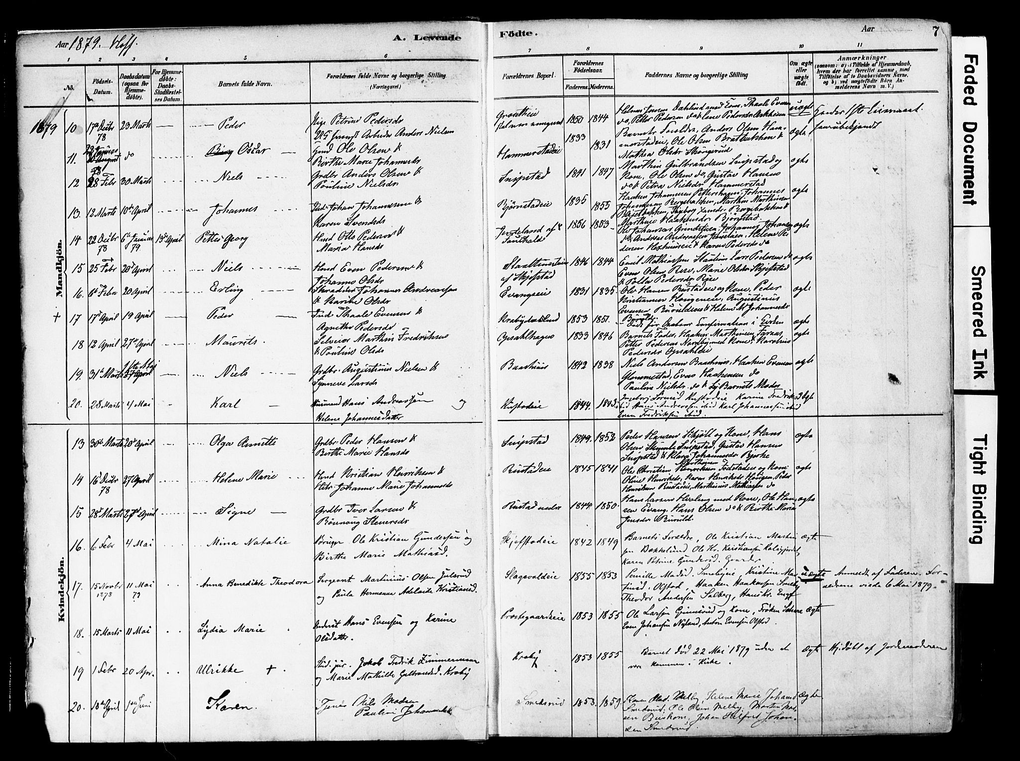 Østre Toten prestekontor, AV/SAH-PREST-104/H/Ha/Haa/L0006: Ministerialbok nr. 6 /1, 1878-1896, s. 7