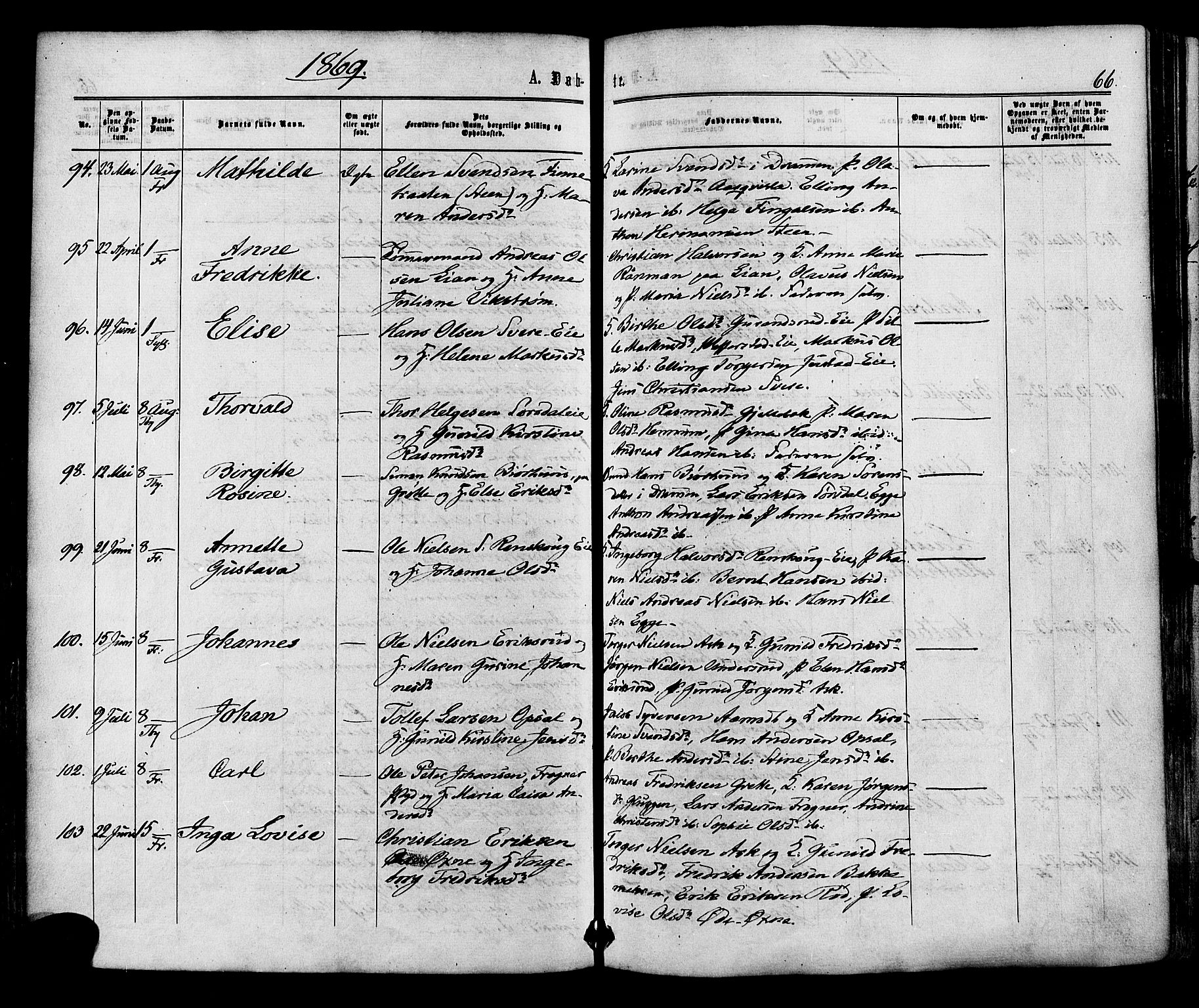 Lier kirkebøker, AV/SAKO-A-230/F/Fa/L0013: Ministerialbok nr. I 13, 1865-1874, s. 66