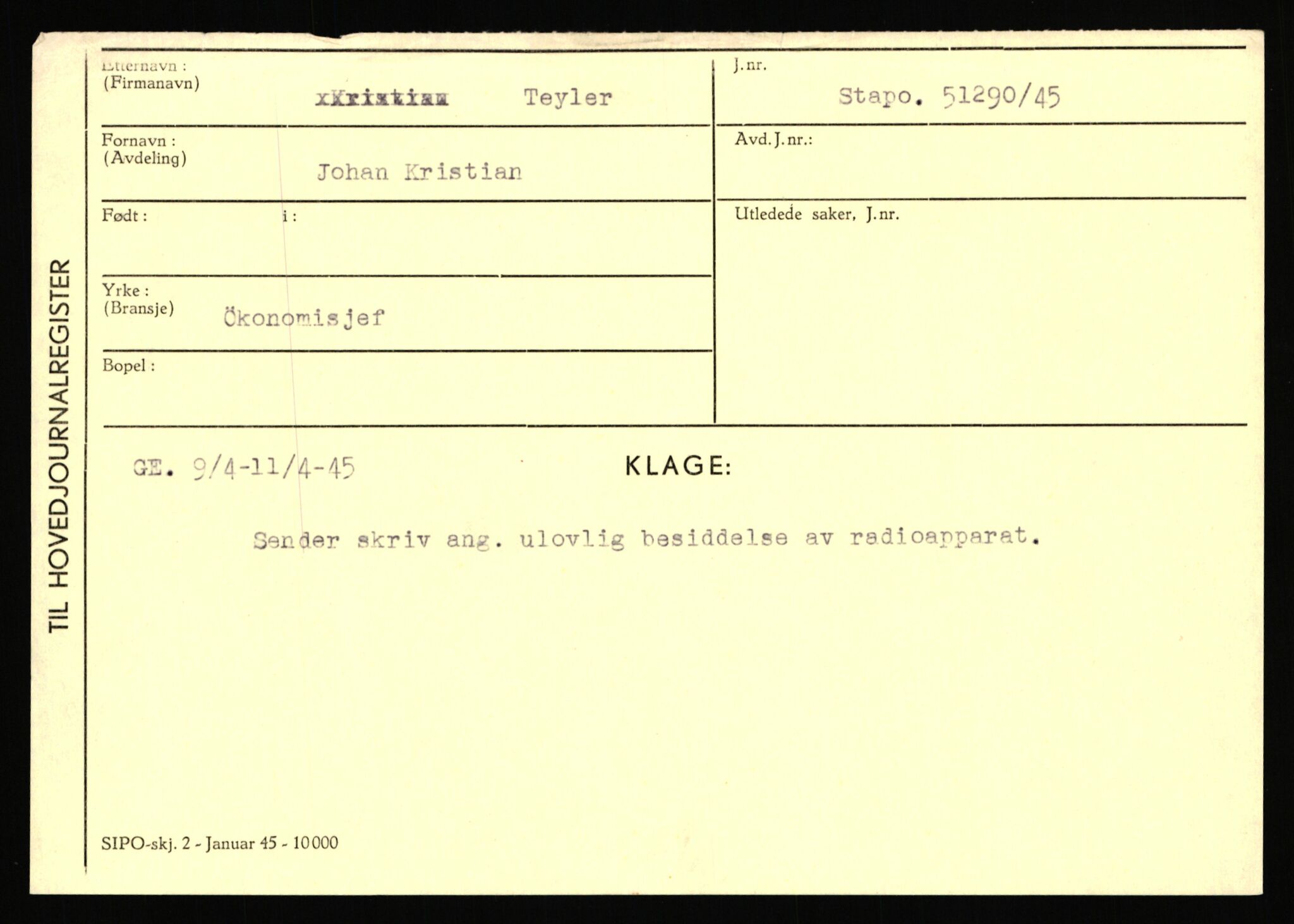 Statspolitiet - Hovedkontoret / Osloavdelingen, AV/RA-S-1329/C/Ca/L0015: Svea - Tøsse, 1943-1945, s. 2260