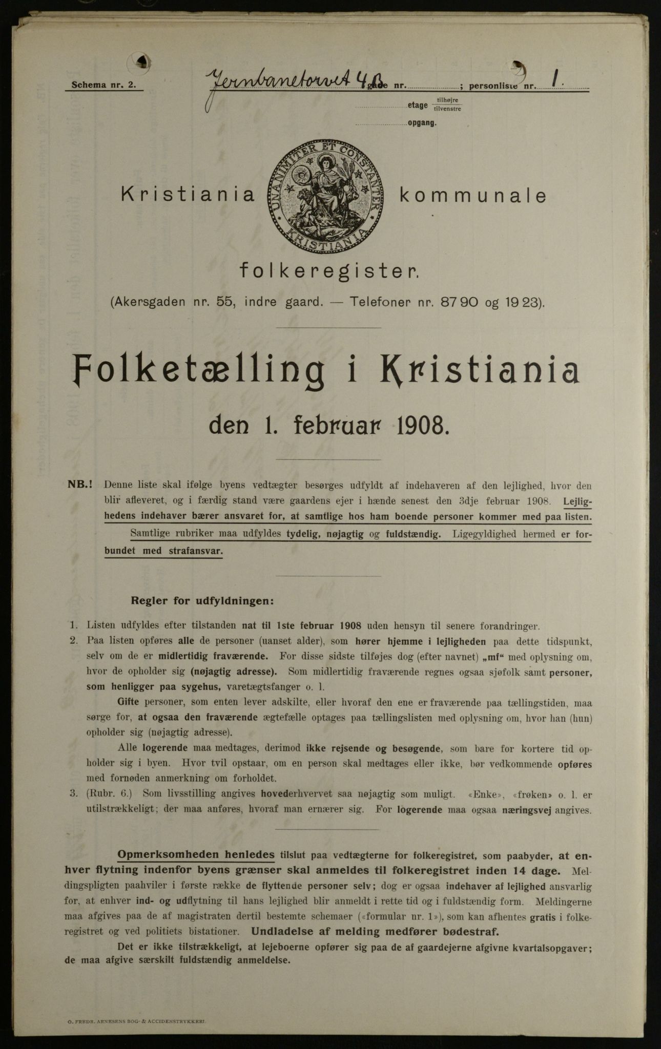 OBA, Kommunal folketelling 1.2.1908 for Kristiania kjøpstad, 1908, s. 41933