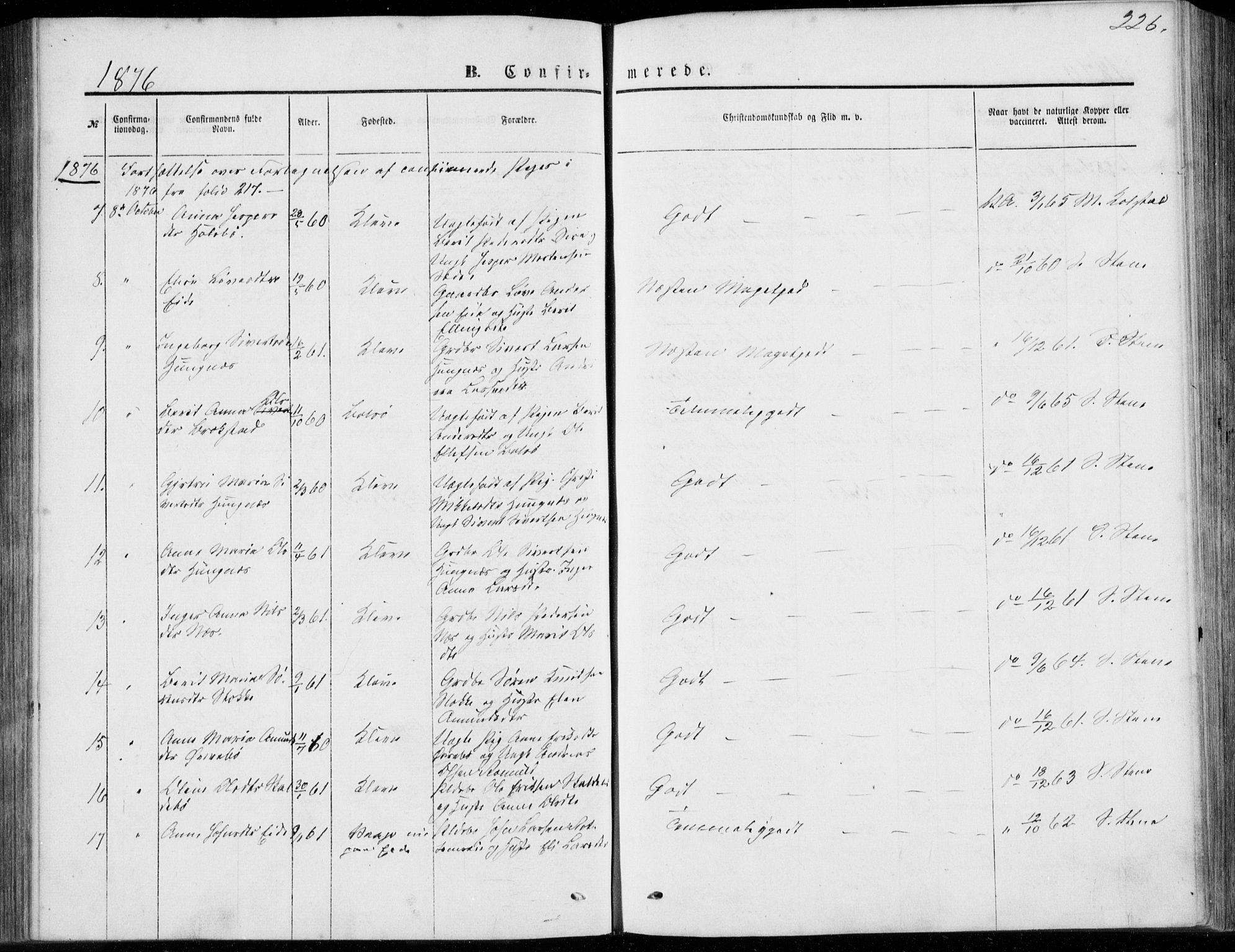 Ministerialprotokoller, klokkerbøker og fødselsregistre - Møre og Romsdal, AV/SAT-A-1454/557/L0681: Ministerialbok nr. 557A03, 1869-1886, s. 226