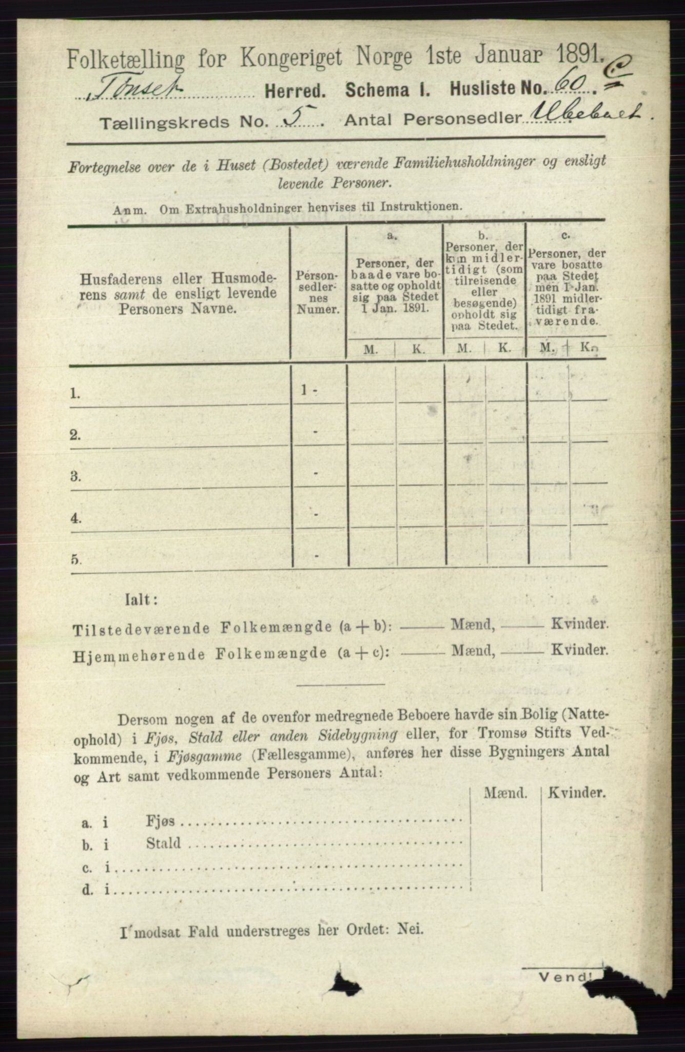 RA, Folketelling 1891 for 0437 Tynset herred, 1891, s. 1075