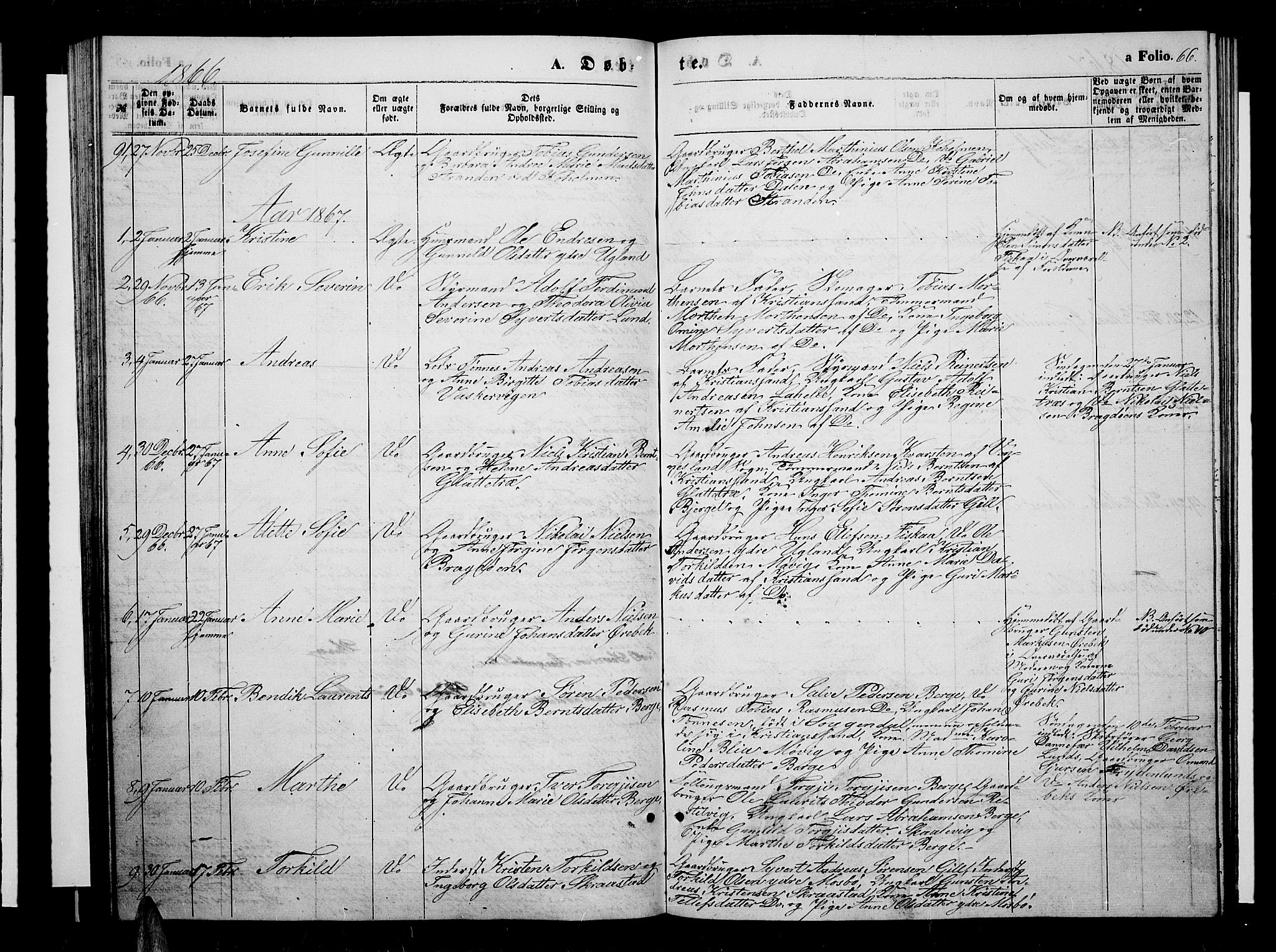 Oddernes sokneprestkontor, AV/SAK-1111-0033/F/Fb/Fba/L0006: Klokkerbok nr. B 6 /1, 1860-1869, s. 66